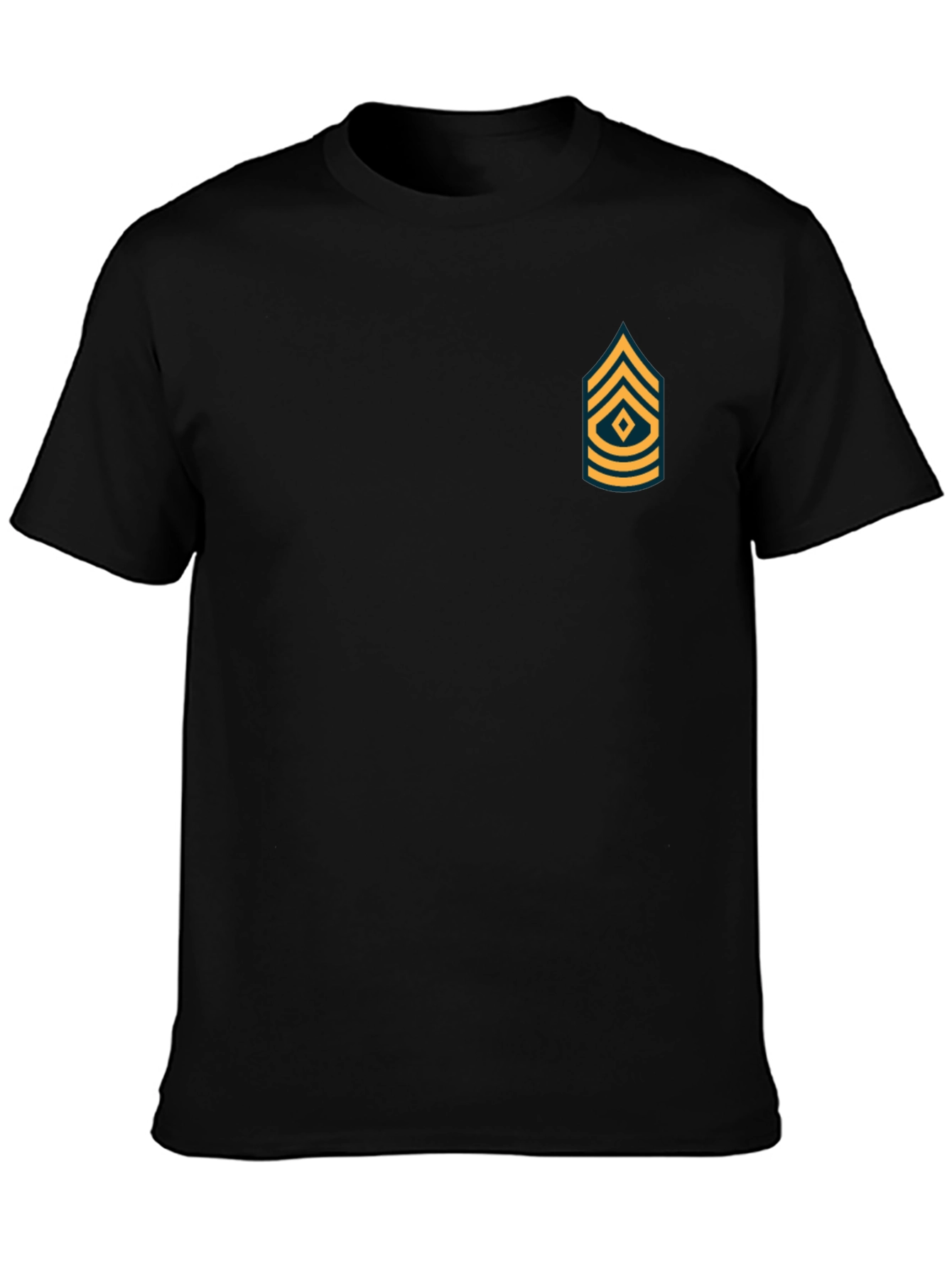 Military Rank Graphic Tee - Black Cotton