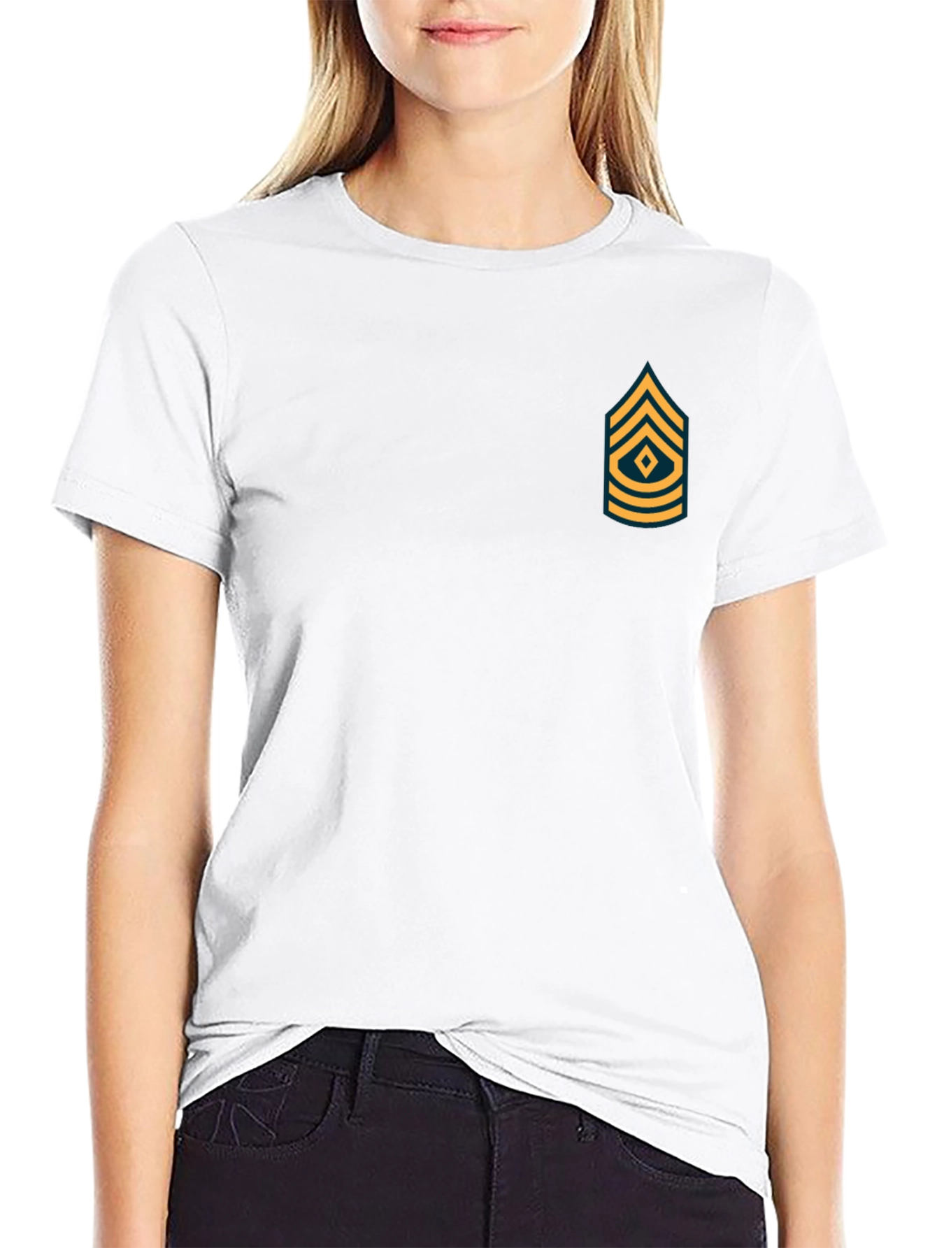 Military Rank Graphic Tee - Black Cotton