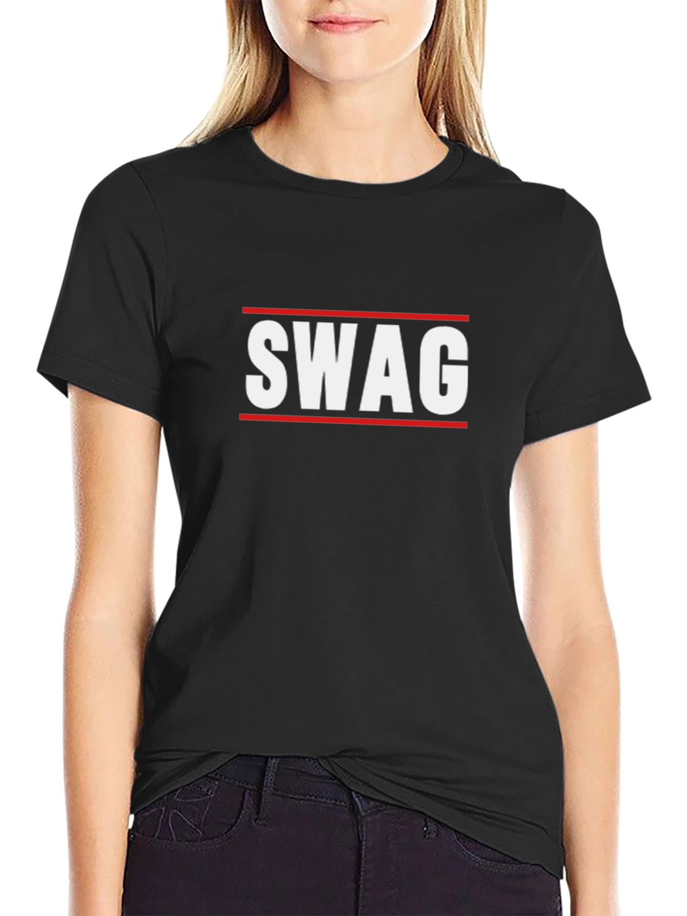 Swag Graphic Tee - Trendy Black Cotton T-Shirt