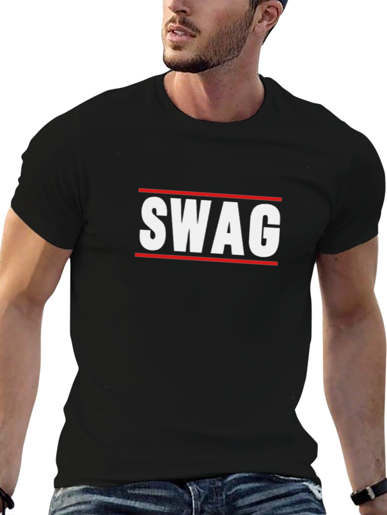 Swag Graphic Tee - Trendy Black Cotton T-Shirt