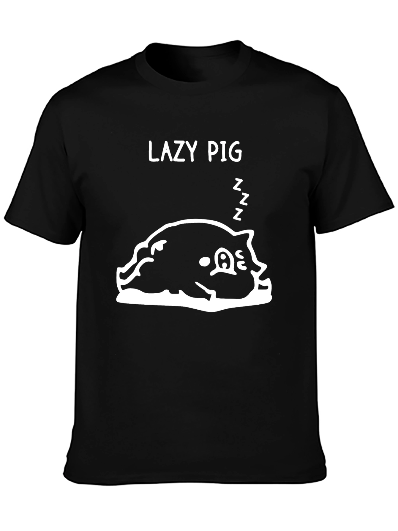 Lazy Pig Graphic T-Shirt - Black Cotton Tee