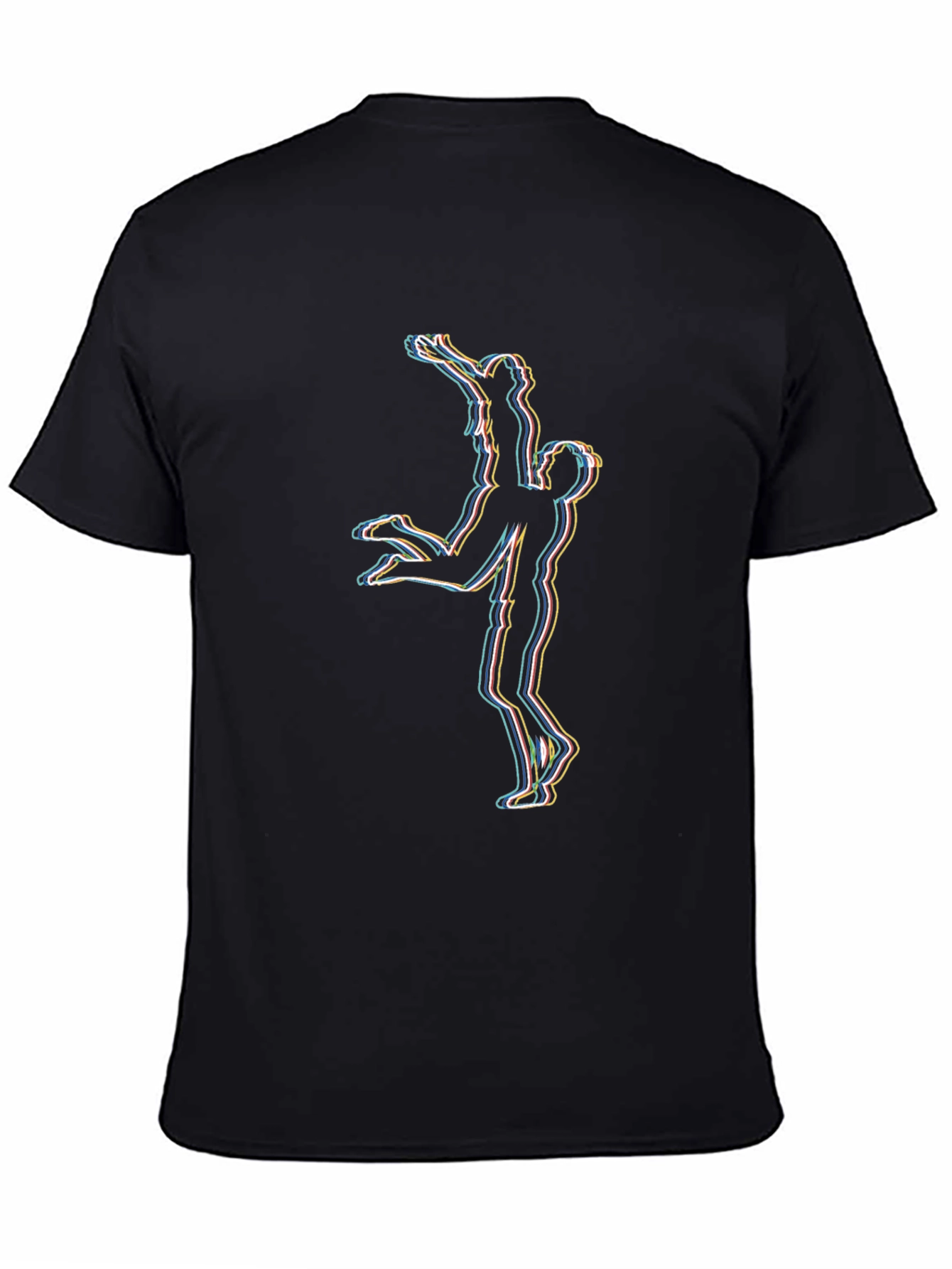 Abstract Couple Lift Graphic Black T-Shirt