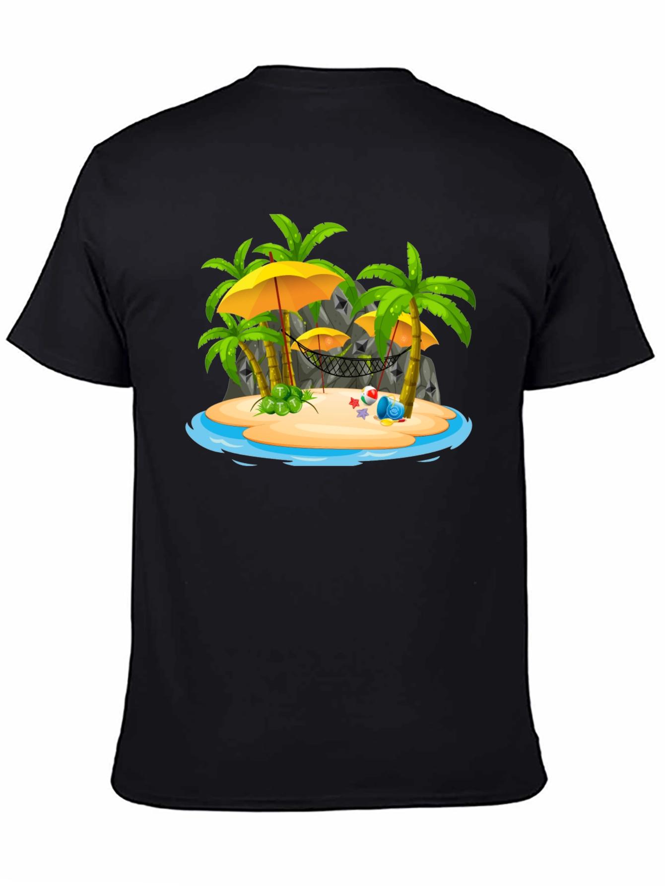 Tropical Island Graphic Tee - Black T-Shirt