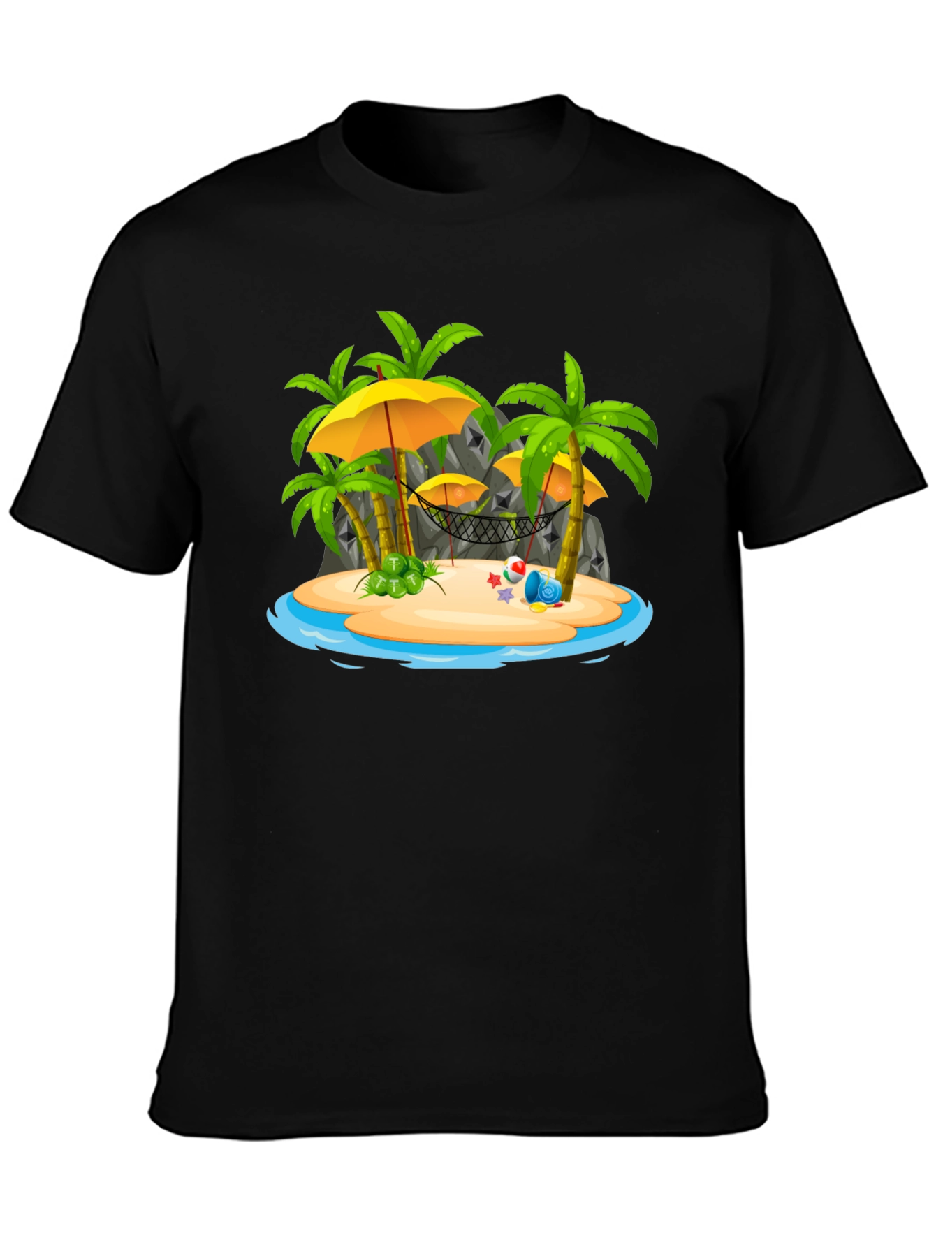 Tropical Island Graphic Tee - Black T-Shirt