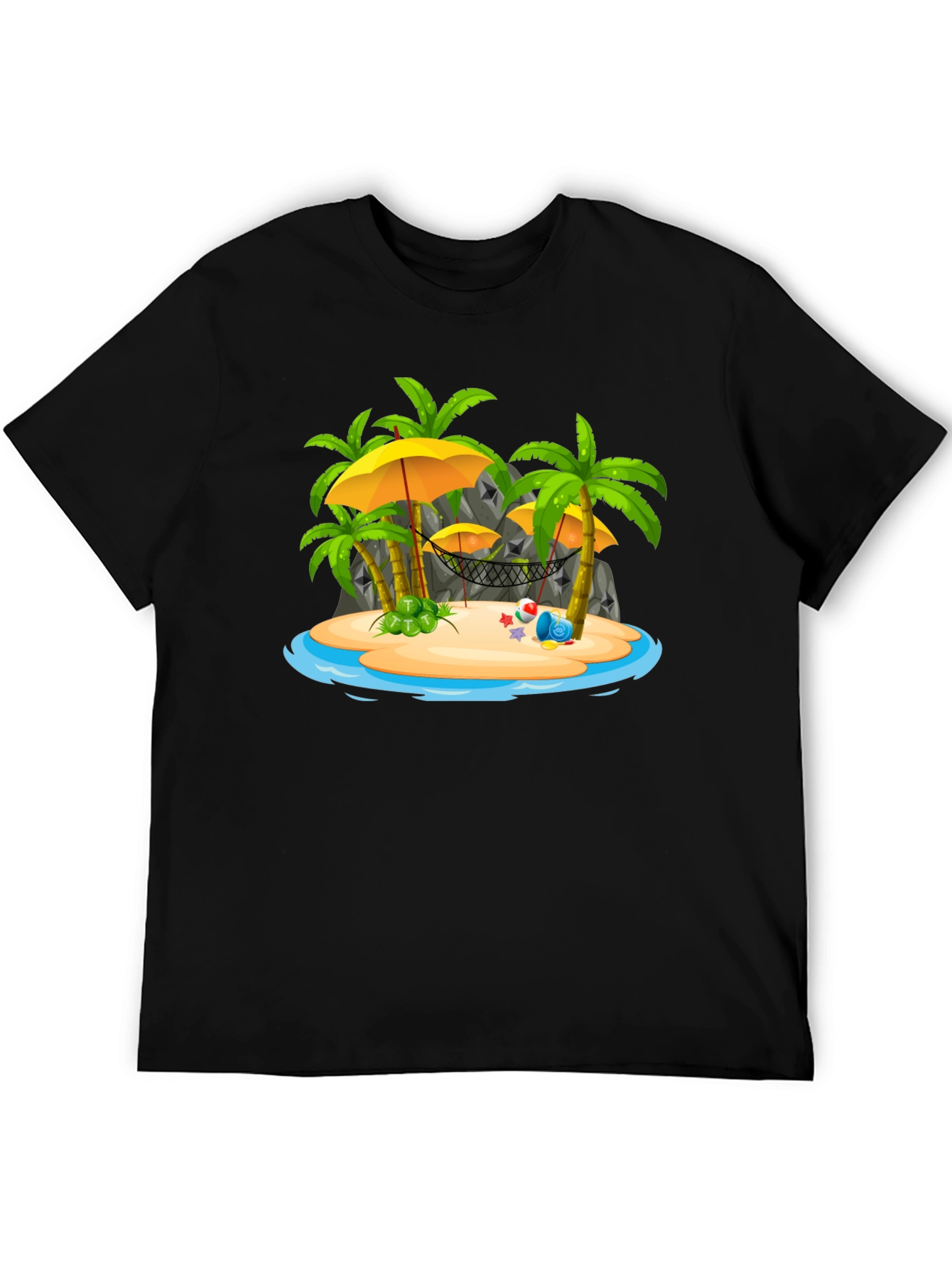 Tropical Island Graphic Tee - Black T-Shirt