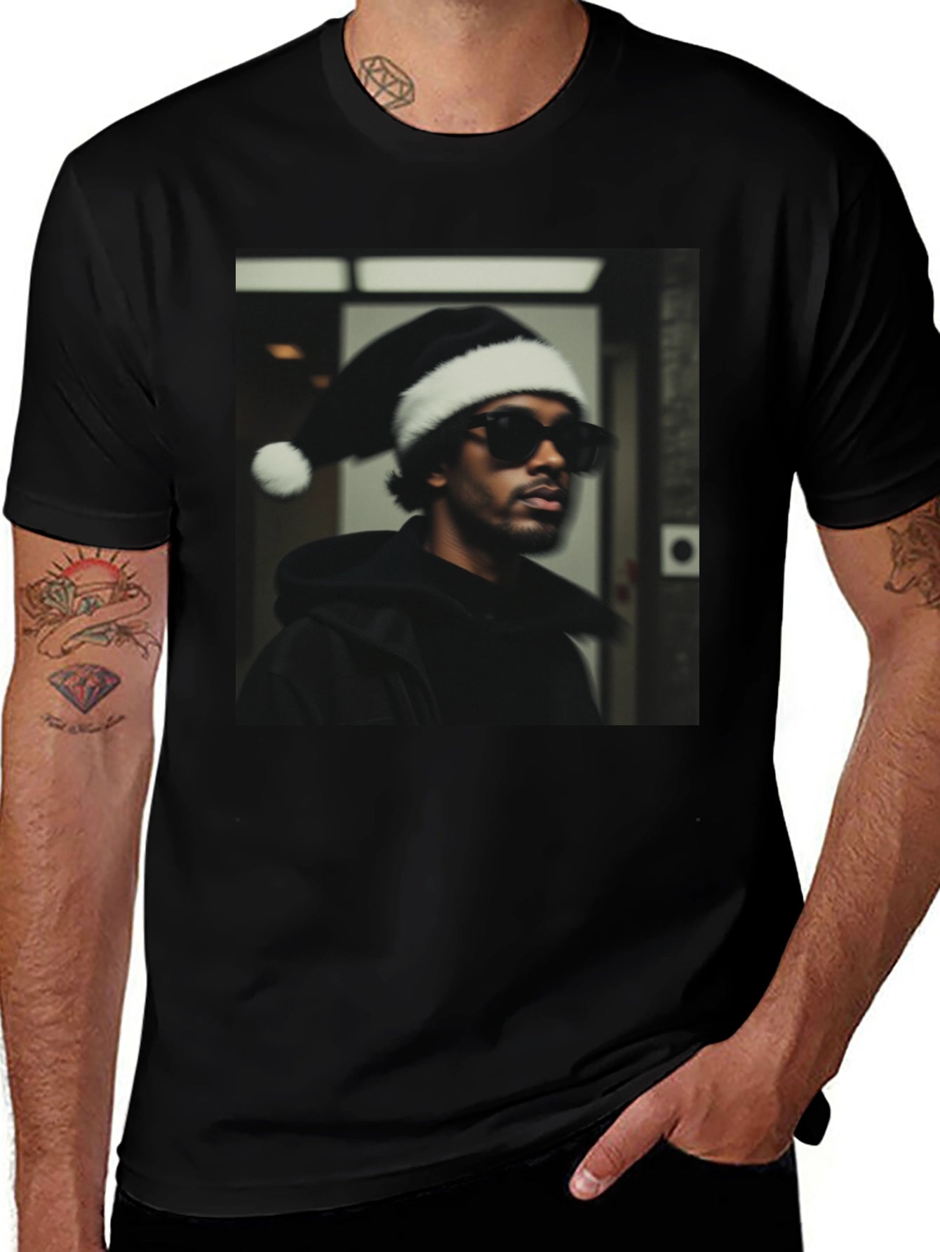 Festive Portrait Graphic Tee - Black