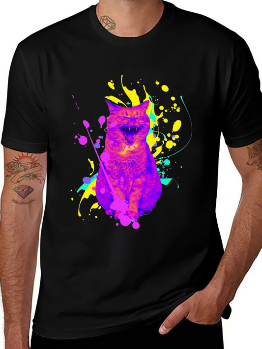 Colorful Cat Graphic T-Shirt