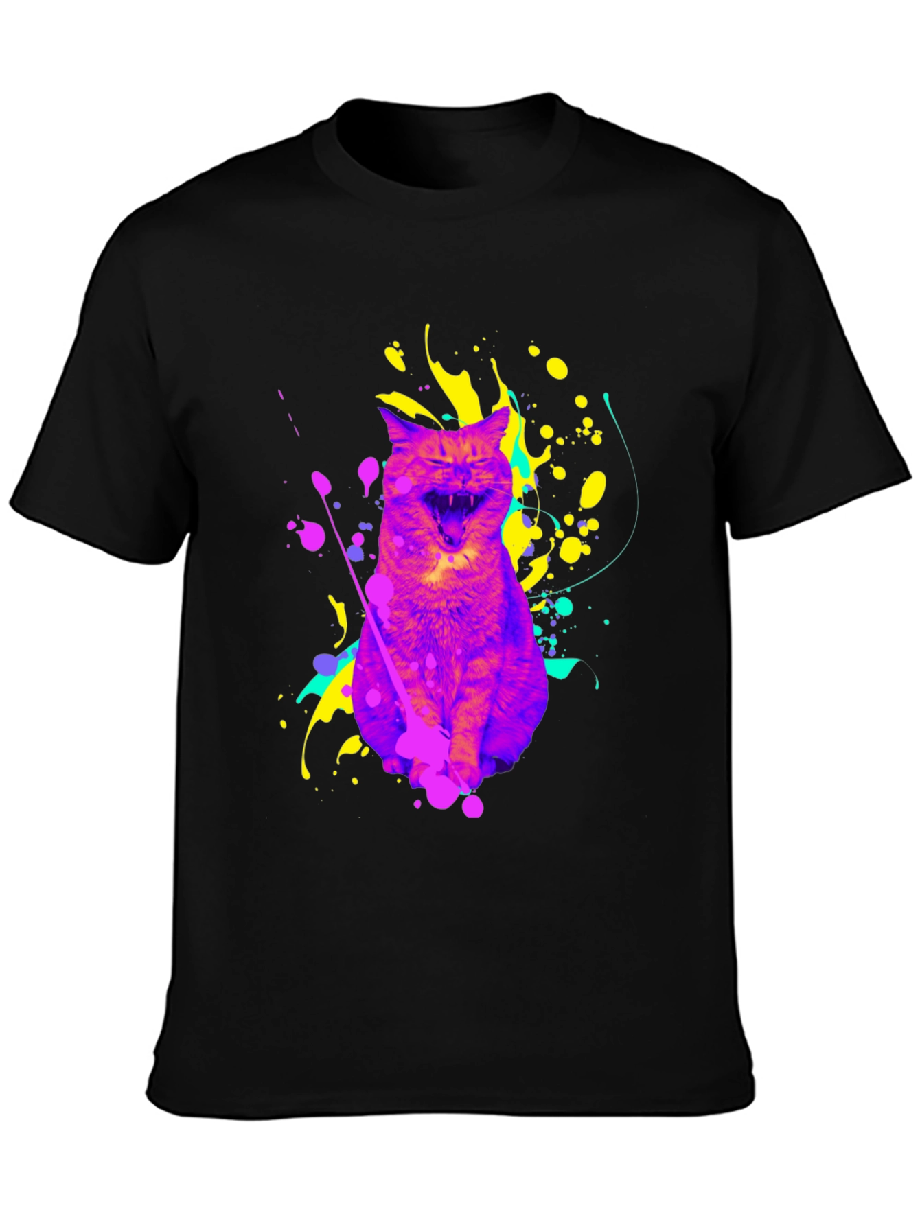 Colorful Cat Graphic T-Shirt