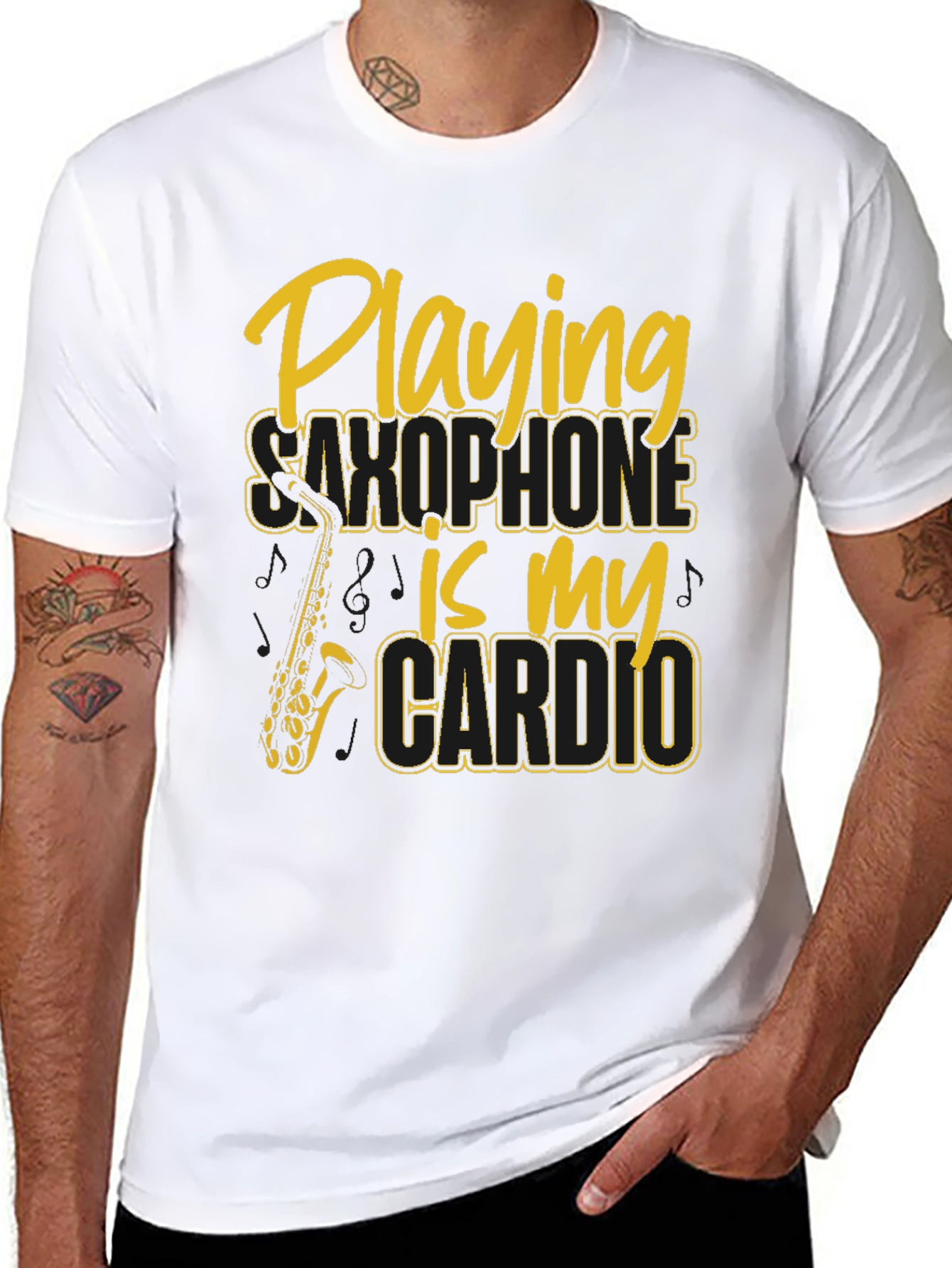 Saxophone Cardio Graphic T-Shirt - Musician Tee