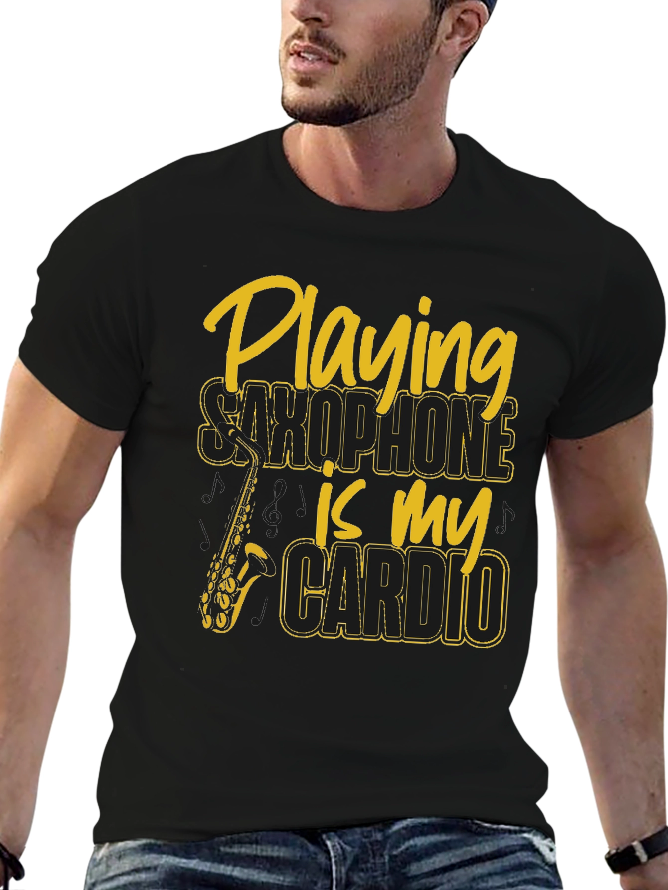 Saxophone Cardio Graphic T-Shirt - Musician Tee