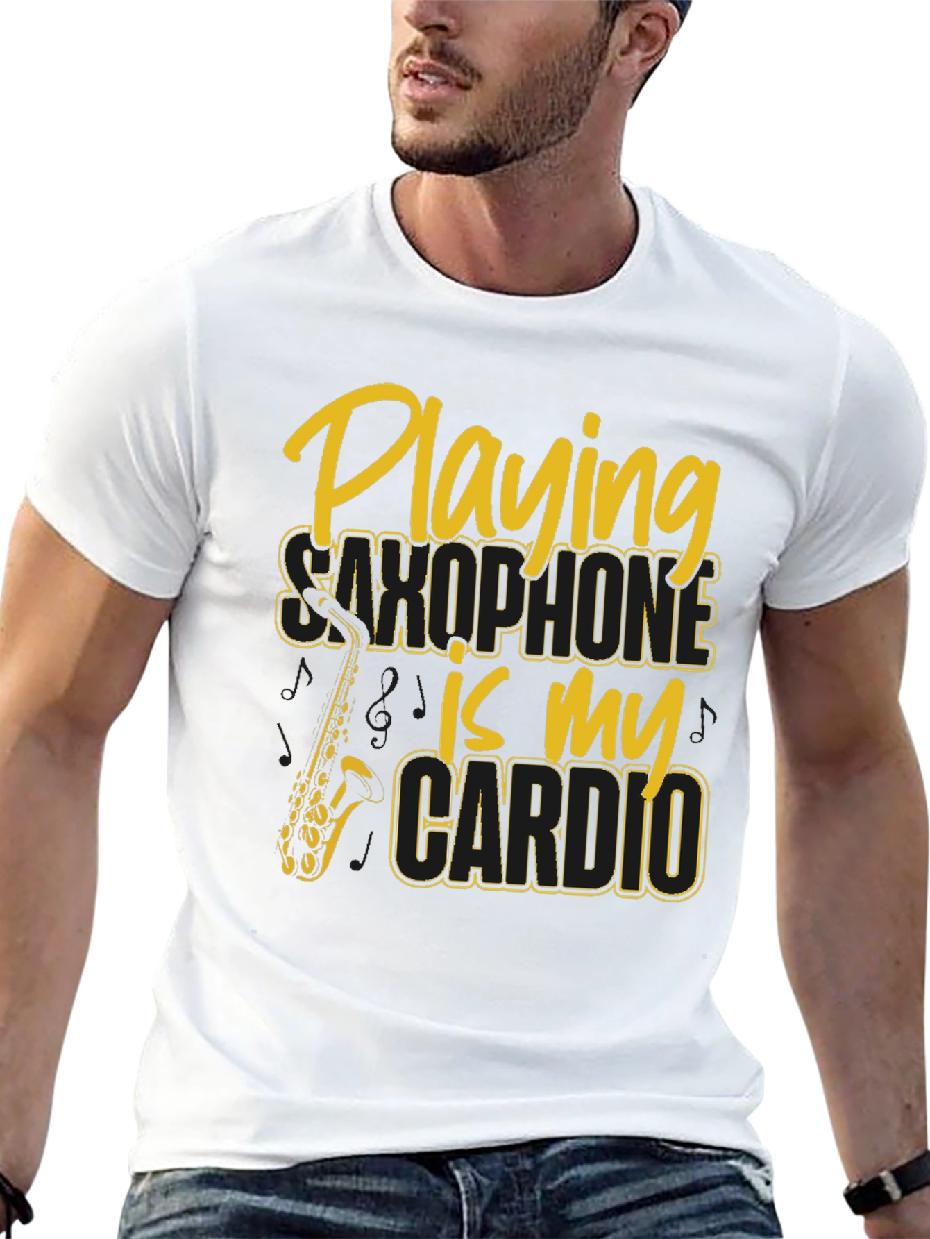 Saxophone Cardio Graphic T-Shirt - Musician Tee