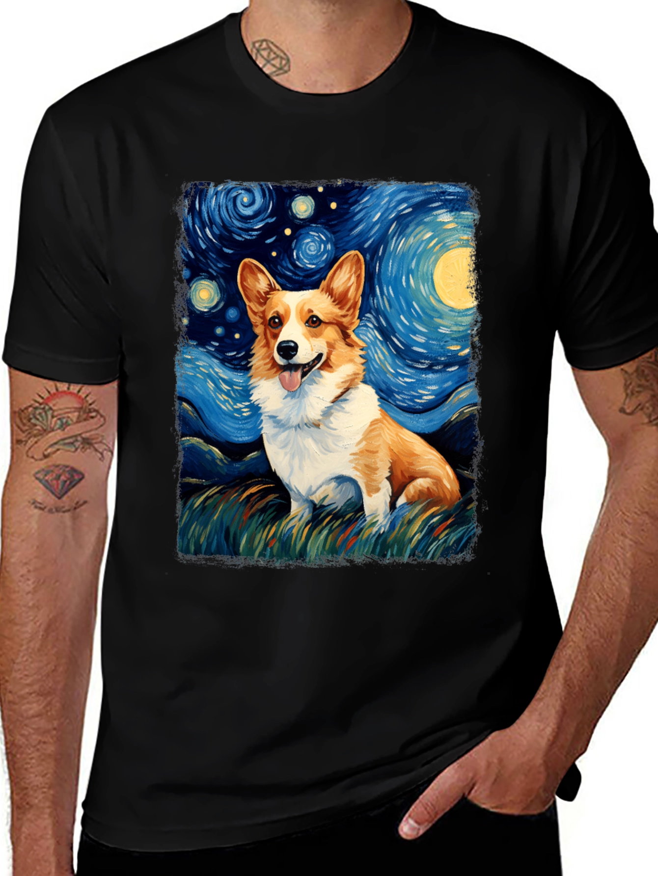 Starry Night Corgi T-Shirt