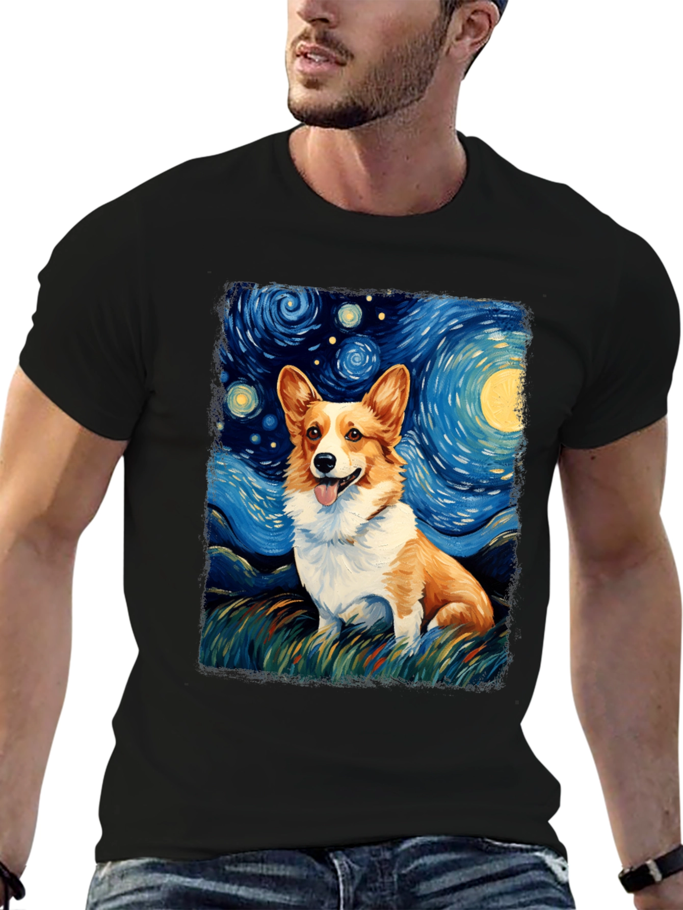Starry Night Corgi T-Shirt
