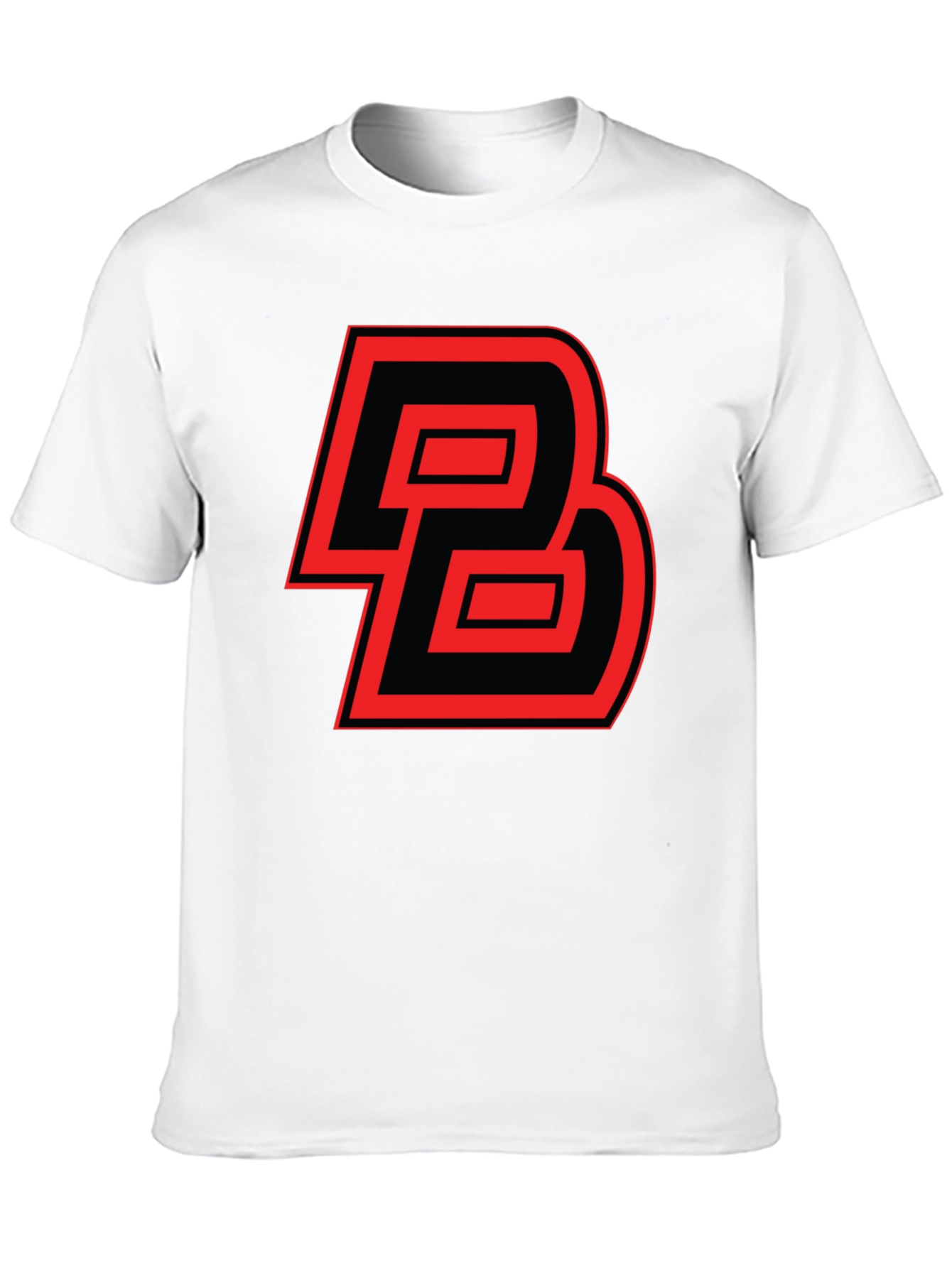 Bold Initial Tee: Red and Black Graphic Print