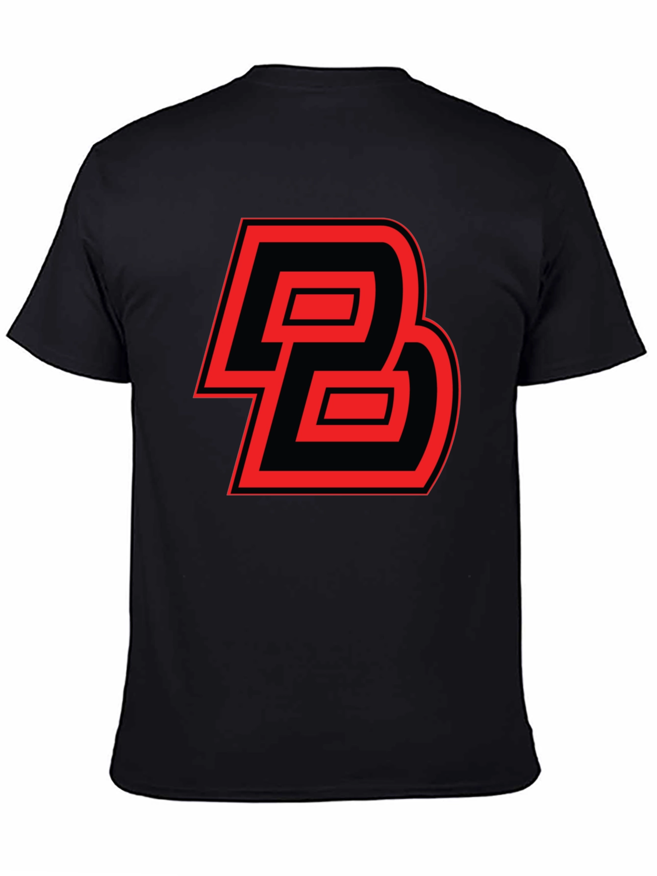 Bold Initial Tee: Red and Black Graphic Print