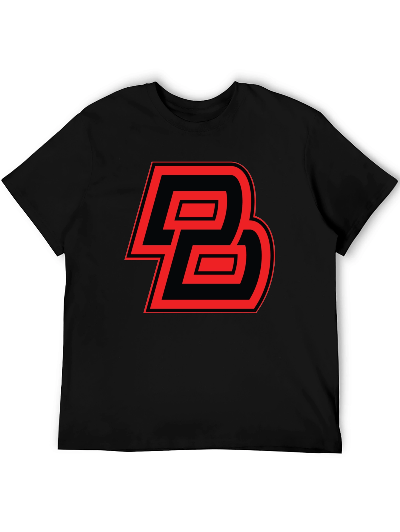 Bold Initial Tee: Red and Black Graphic Print