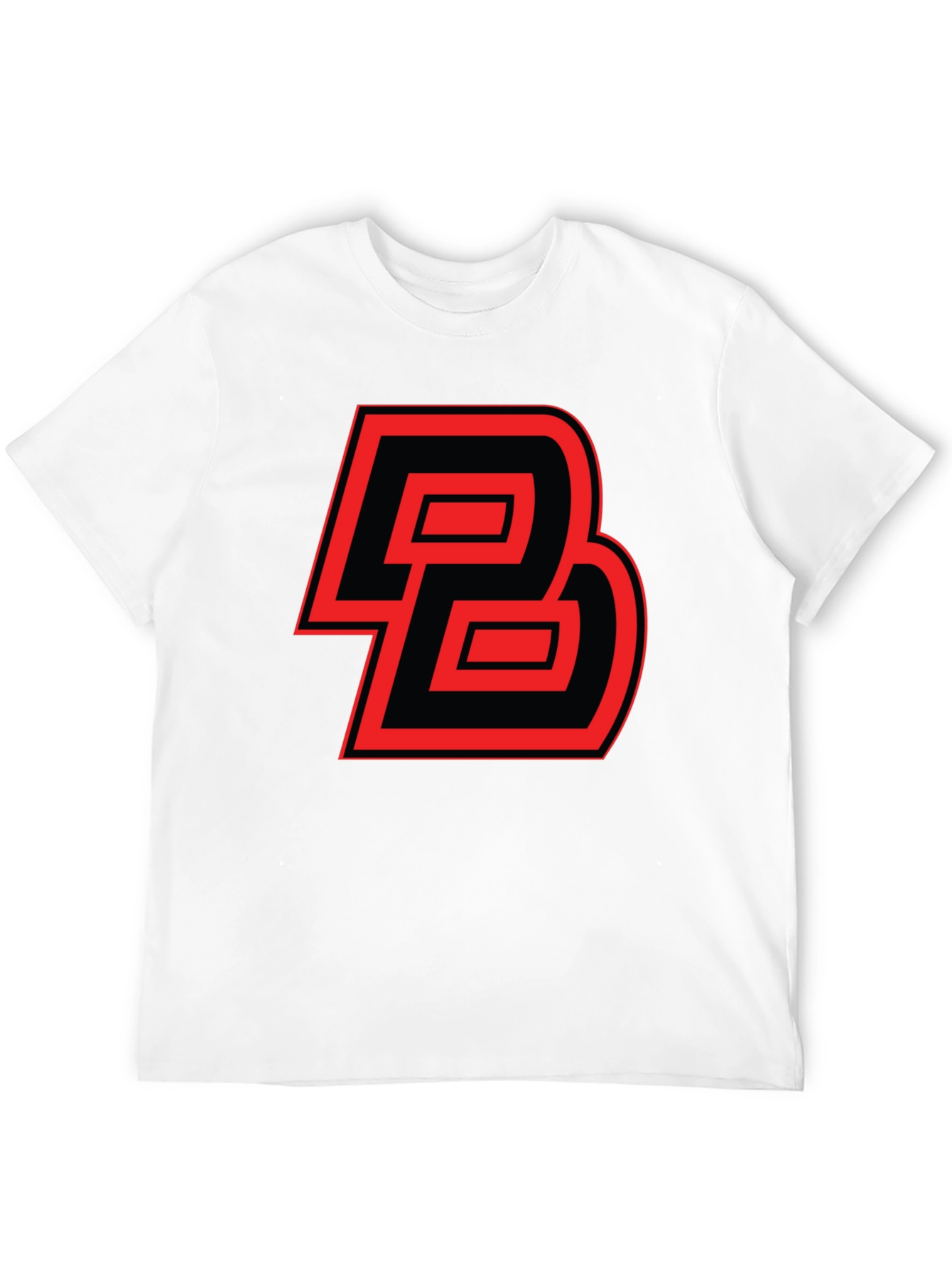Bold Initial Tee: Red and Black Graphic Print