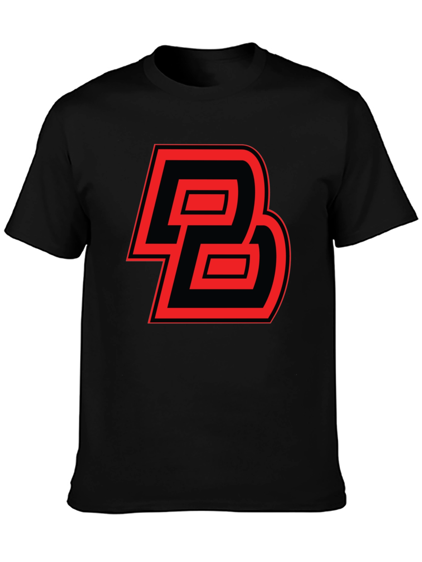 Bold Initial Tee: Red and Black Graphic Print