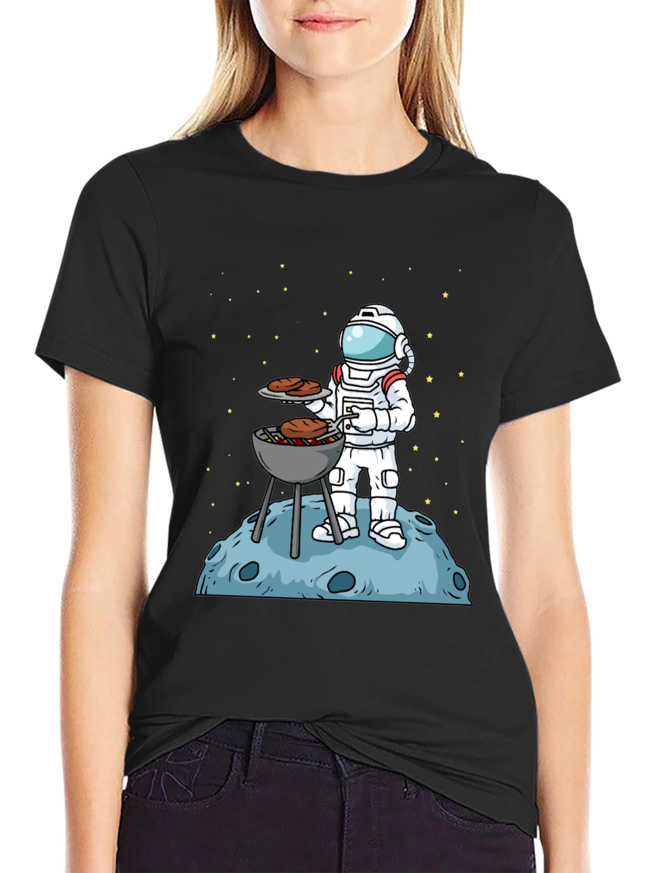 Astronaut BBQ T-Shirt - Outer Space Grill Master