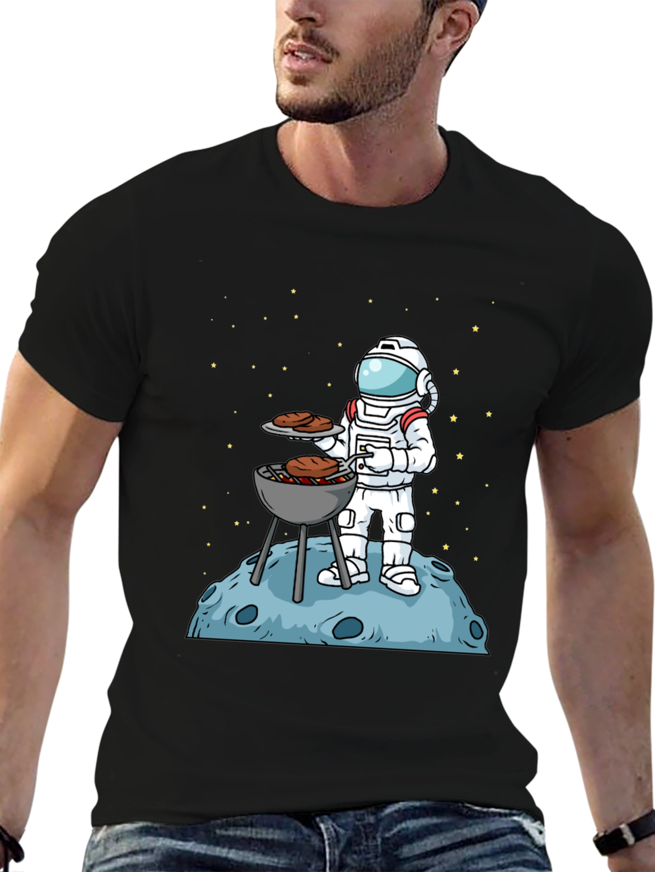 Astronaut BBQ T-Shirt - Outer Space Grill Master