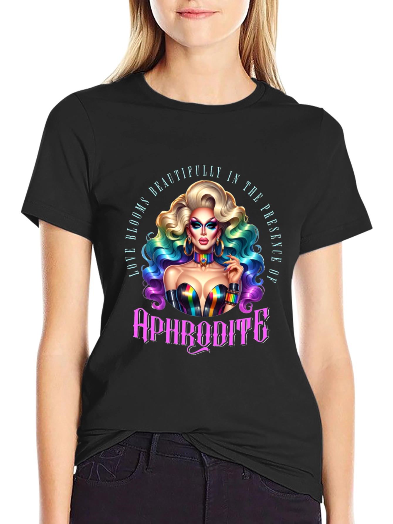 Aphrodite Pride T-Shirt: Rainbow LGBTQ+ Tee