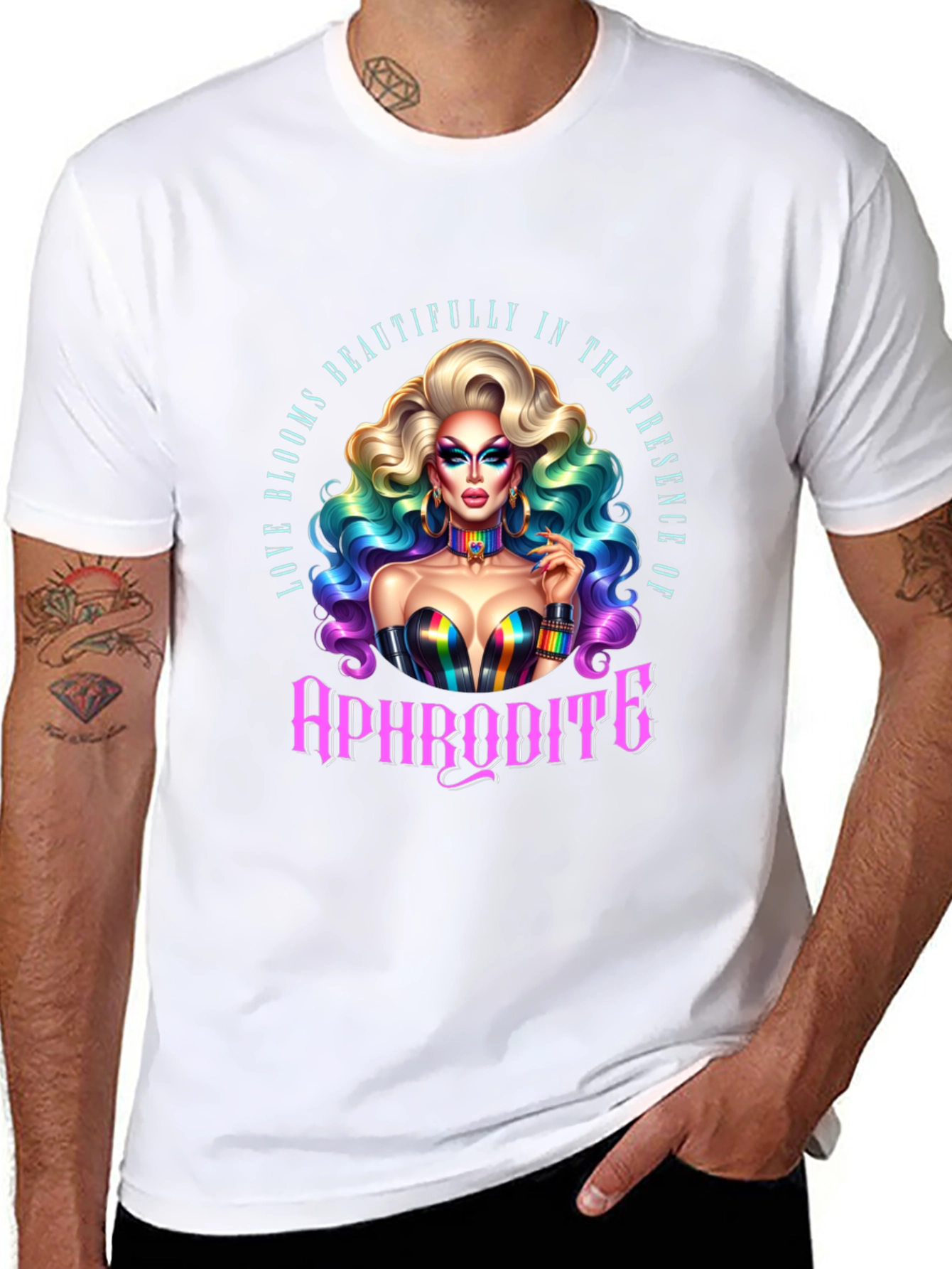 Aphrodite Pride T-Shirt: Rainbow LGBTQ+ Tee
