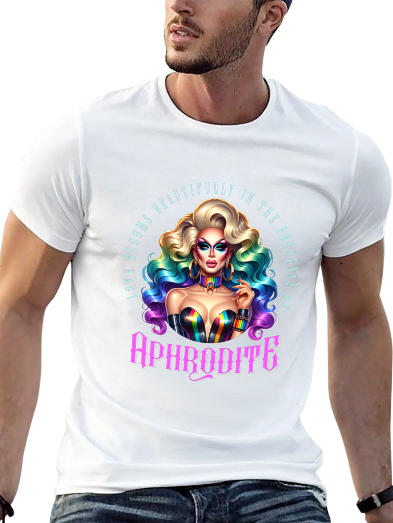 Aphrodite Pride T-Shirt: Rainbow LGBTQ+ Tee