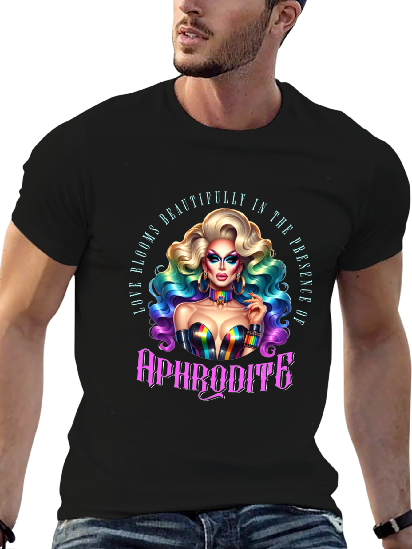 Aphrodite Pride T-Shirt: Rainbow LGBTQ+ Tee