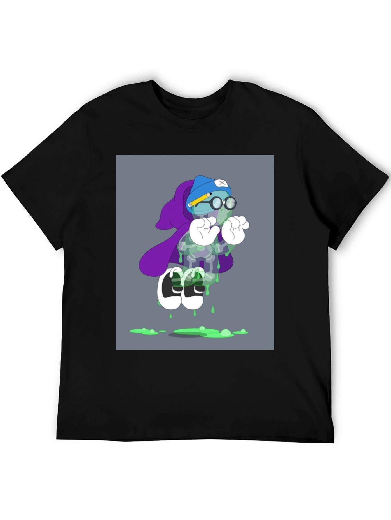 Cartoon Graphic Print Black T-Shirt