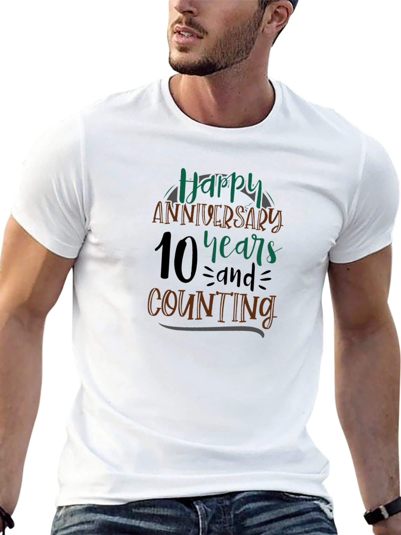 Happy Anniversary 10 Years and Counting Black T-Shirt