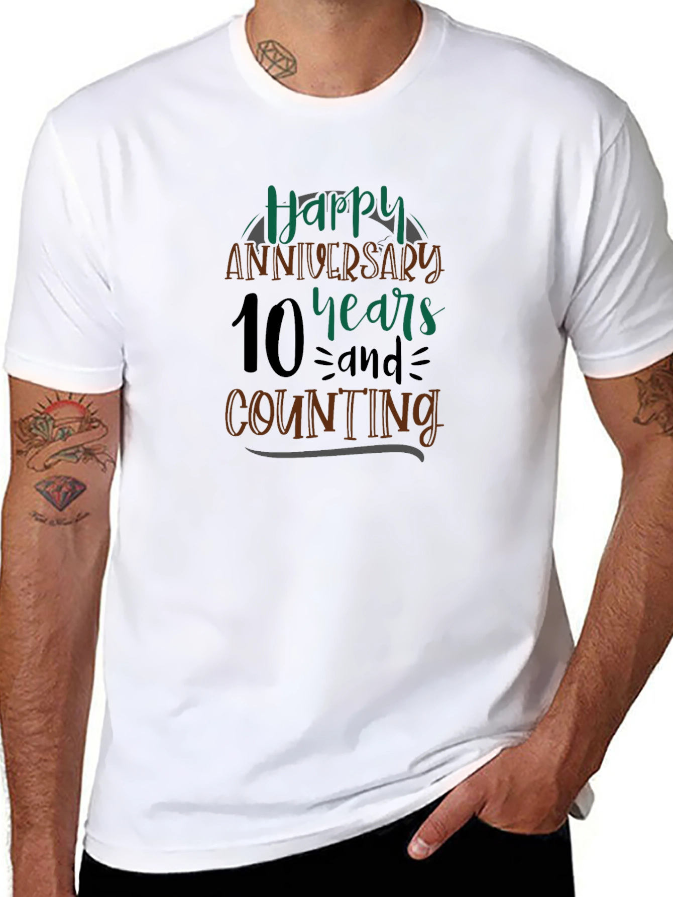 Happy Anniversary 10 Years and Counting Black T-Shirt