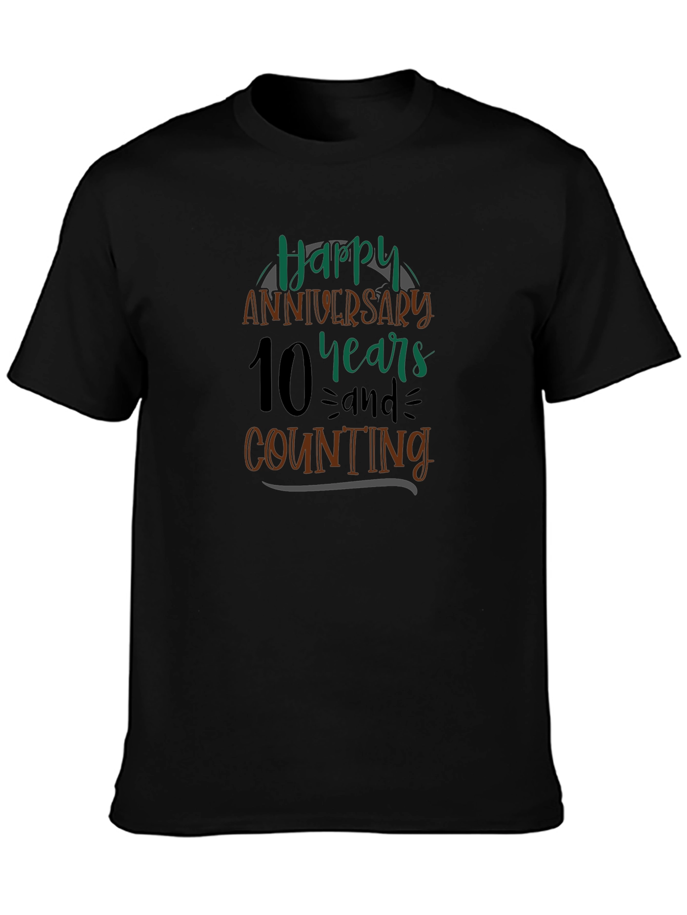 Happy Anniversary 10 Years and Counting Black T-Shirt