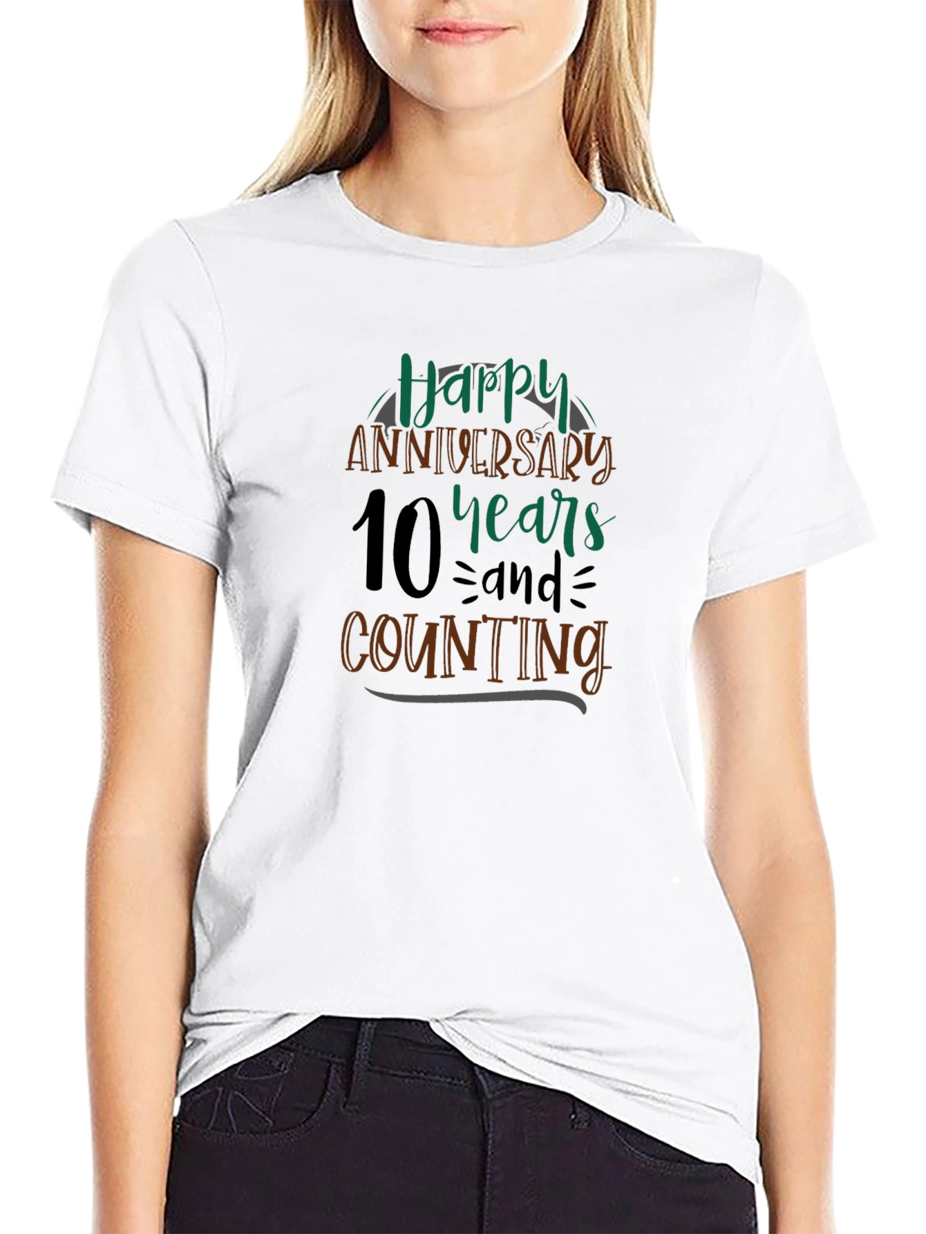 Happy Anniversary 10 Years and Counting Black T-Shirt
