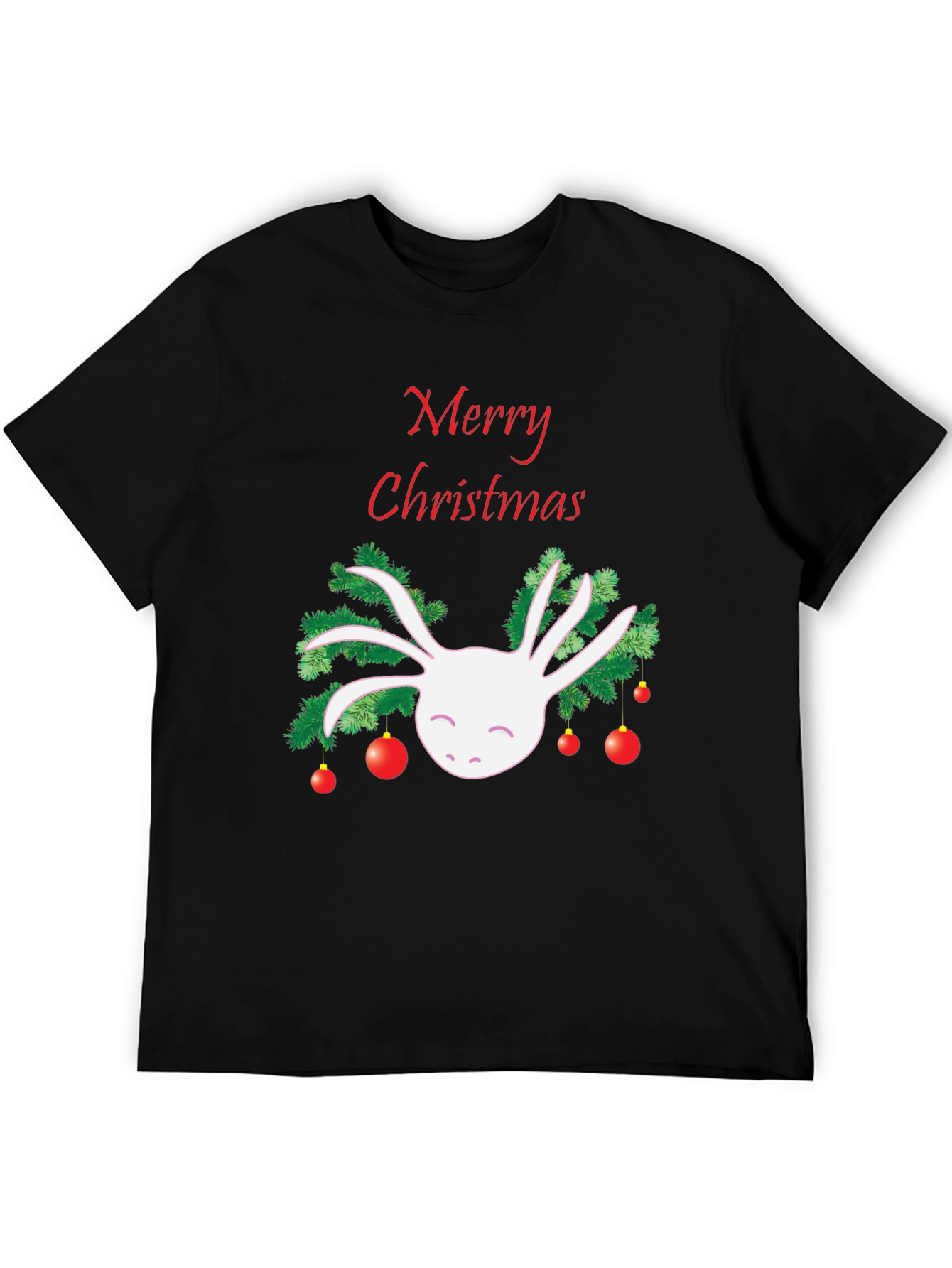 Merry Christmas Axolotl Black T-Shirt