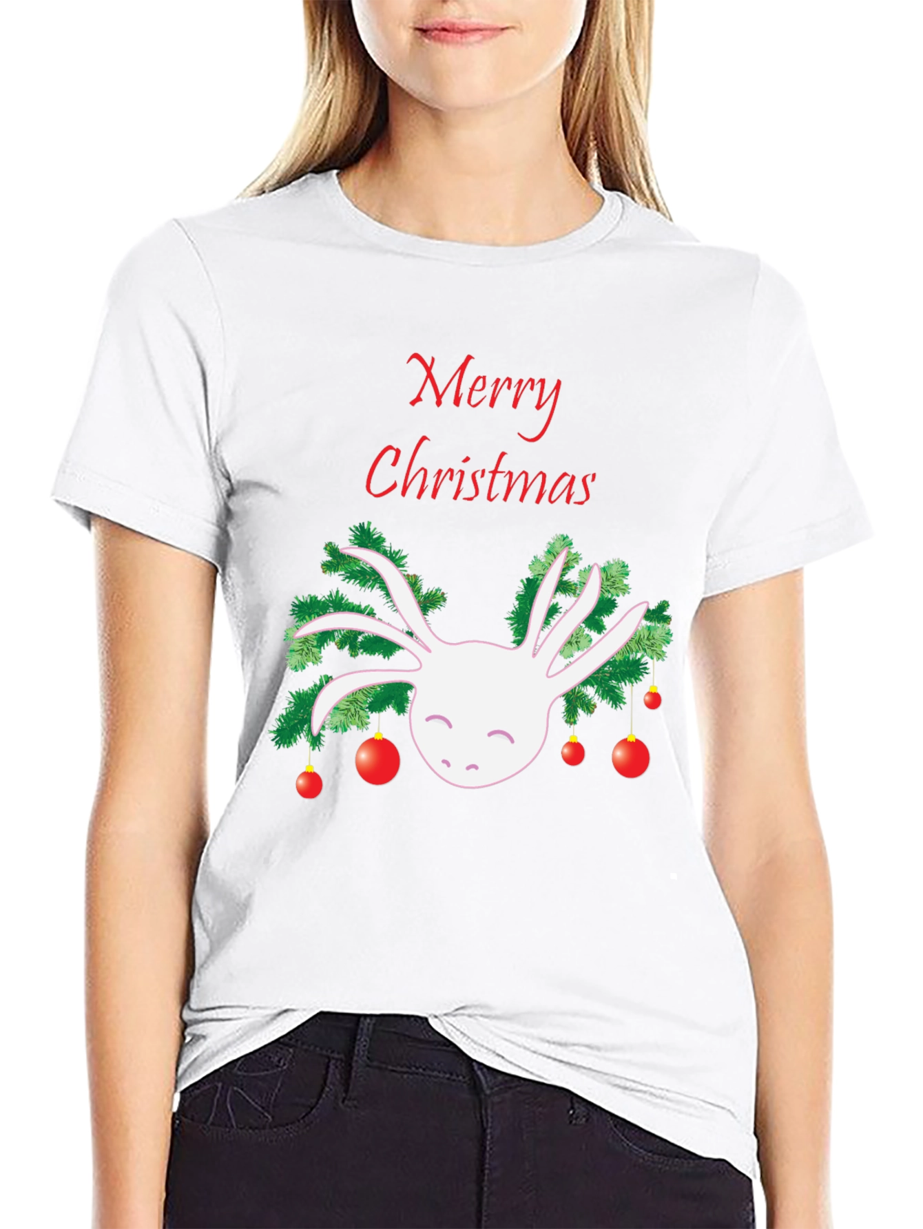 Merry Christmas Axolotl Black T-Shirt