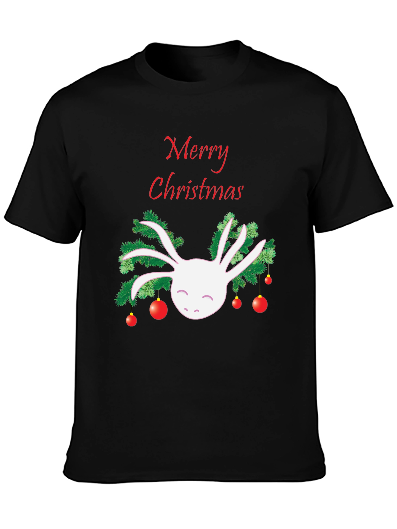 Merry Christmas Axolotl Black T-Shirt