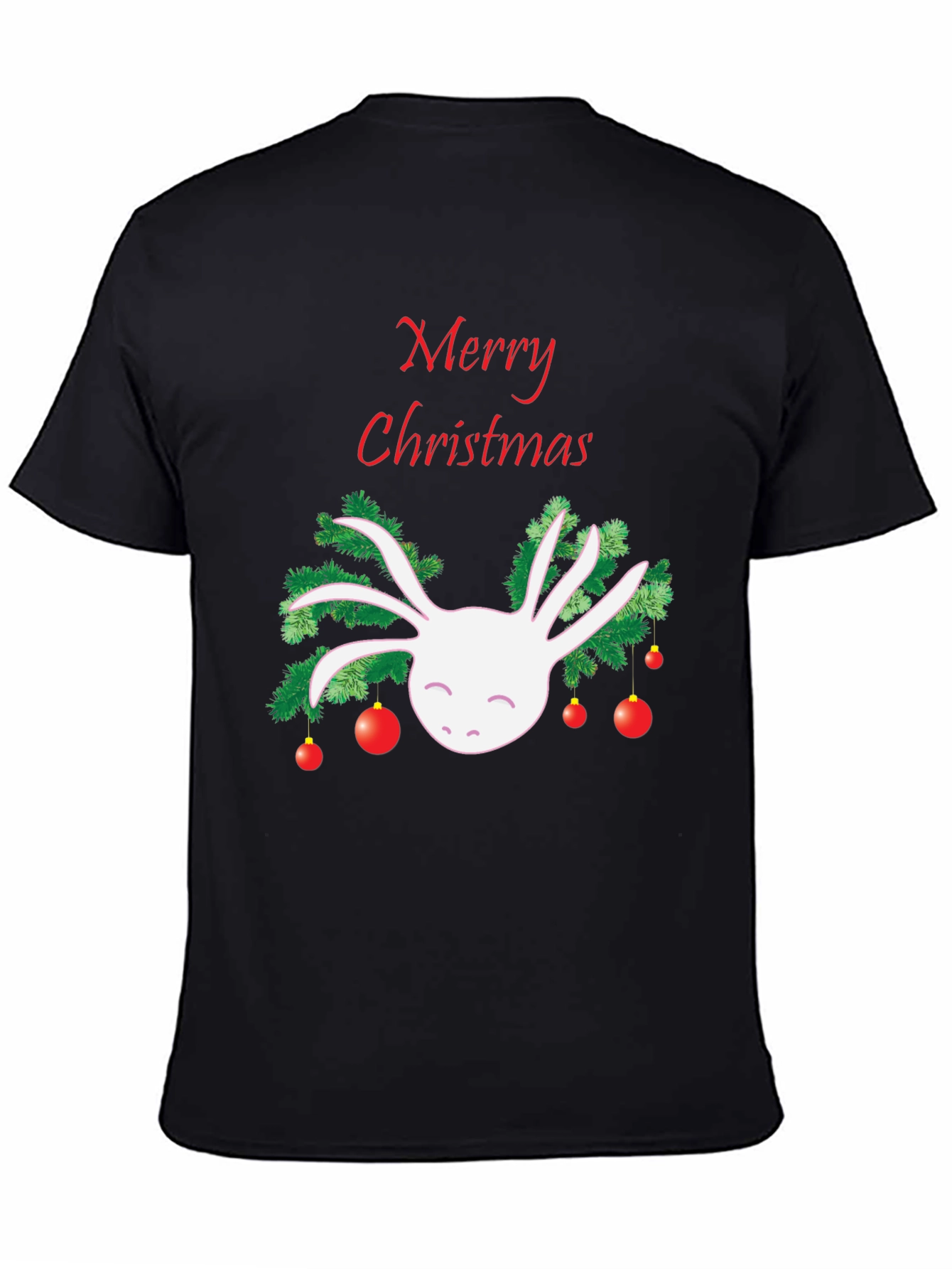 Merry Christmas Axolotl Black T-Shirt