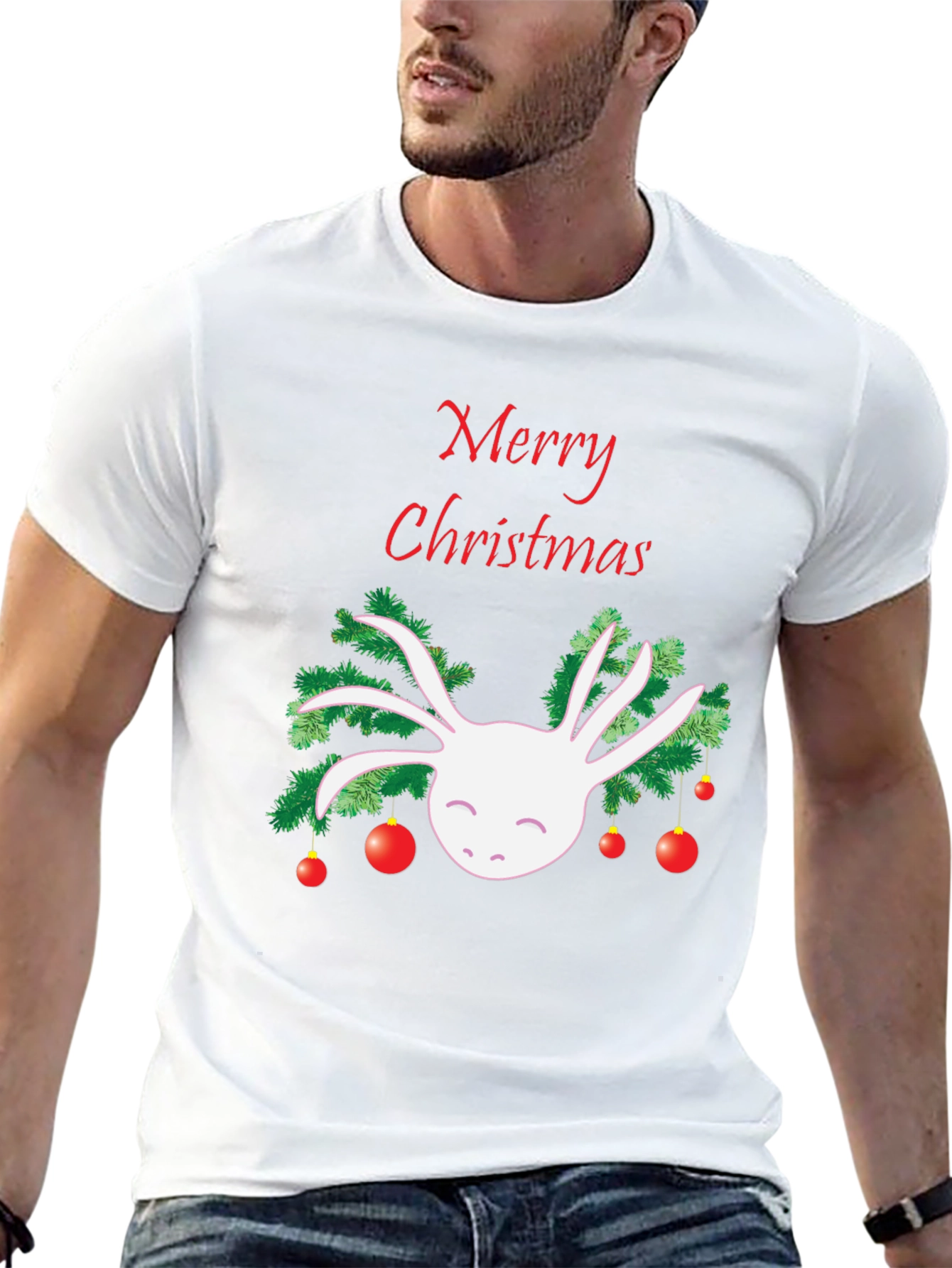 Merry Christmas Axolotl Black T-Shirt