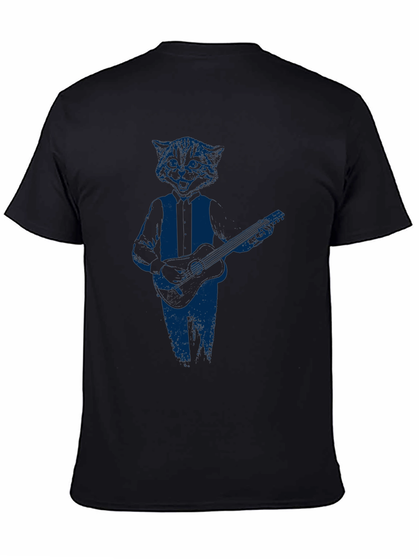 Cool Cat Guitar Player Graphic T-Shirt