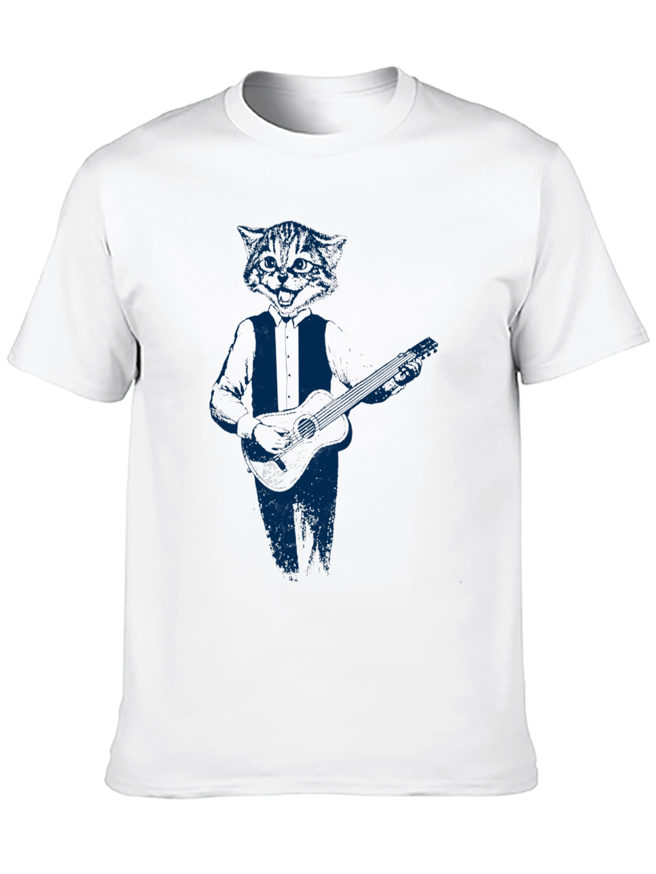 Cool Cat Guitar Player Graphic T-Shirt