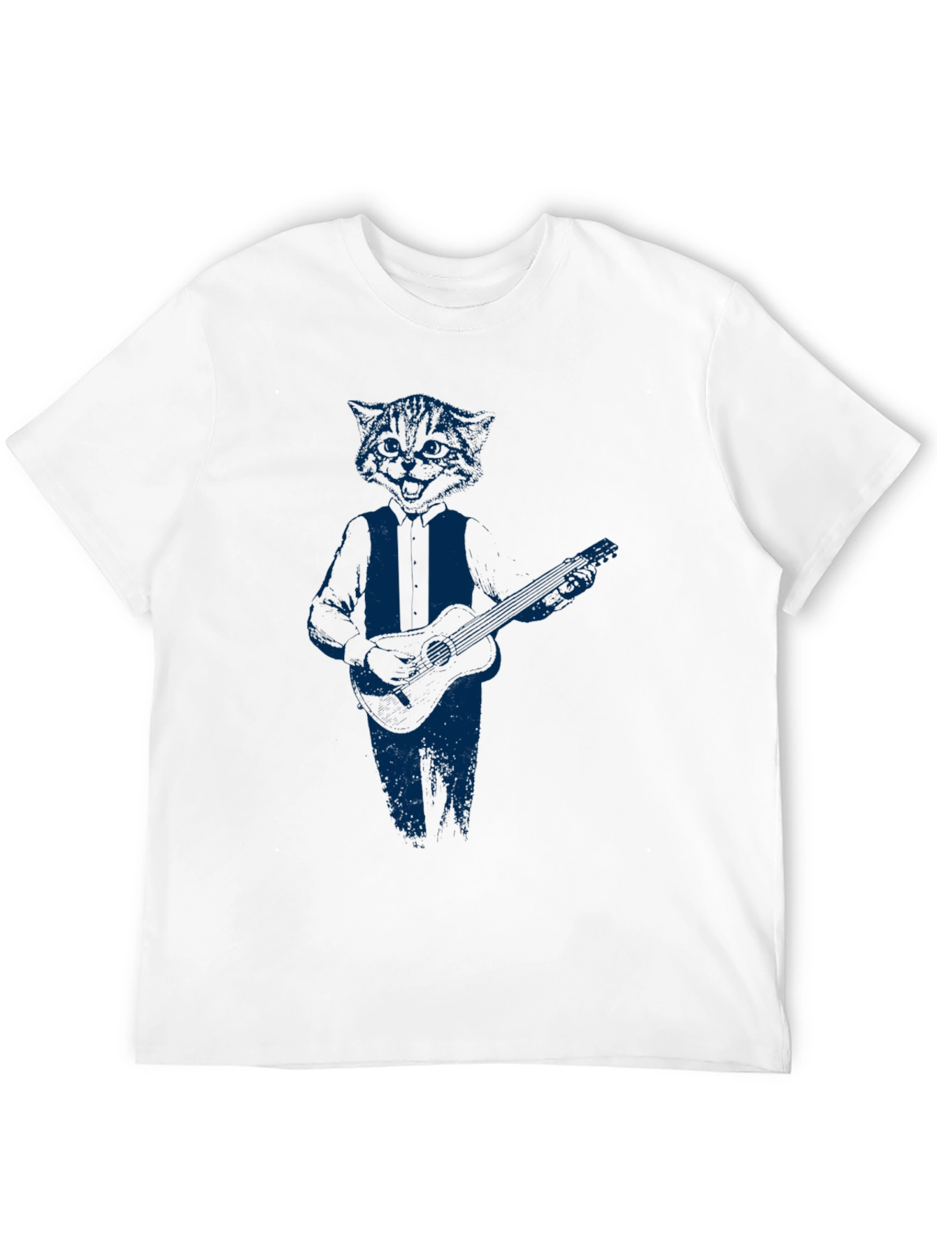 Cool Cat Guitar Player Graphic T-Shirt
