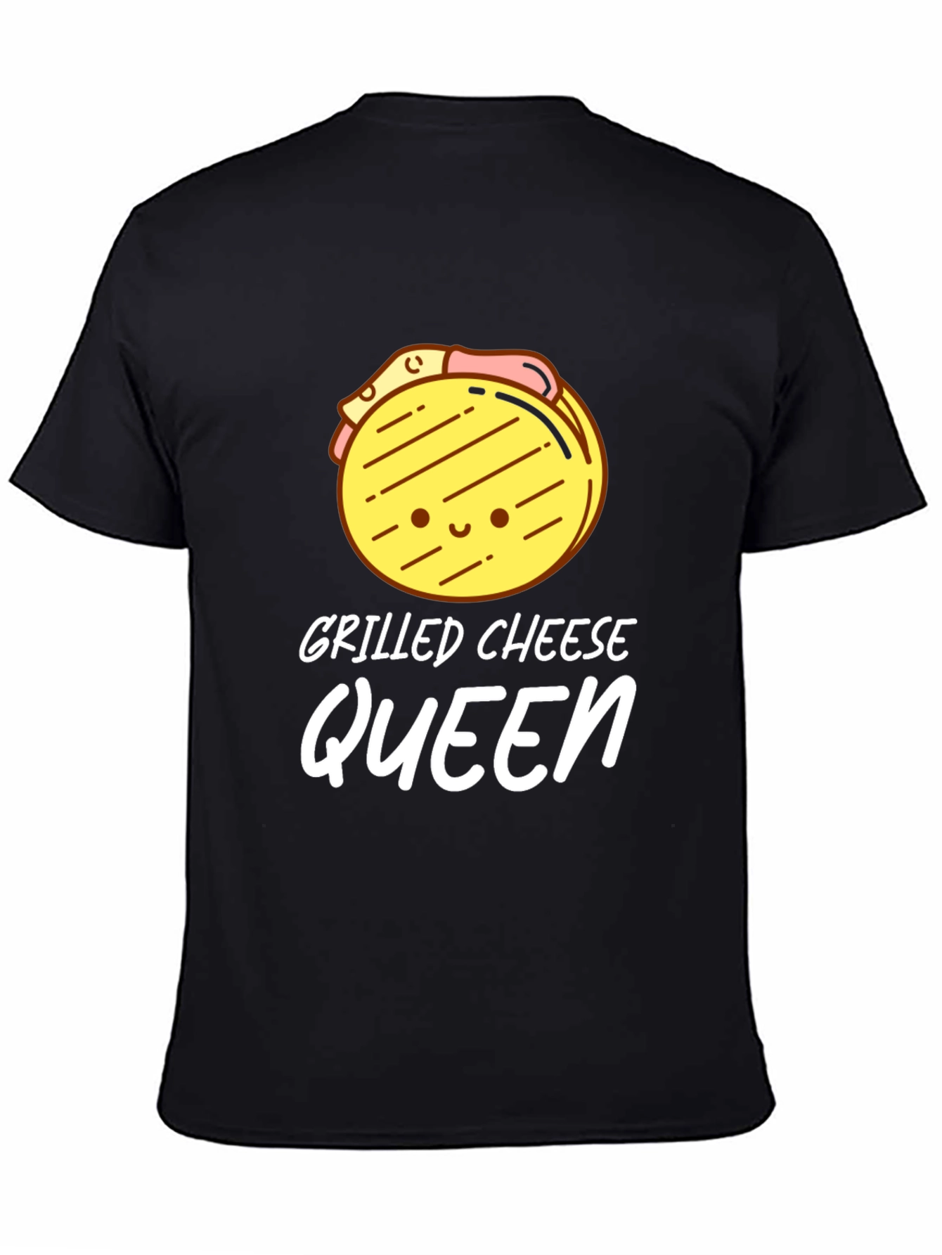 Grilled Cheese Queen T-Shirt - Black Cute Cartoon Design