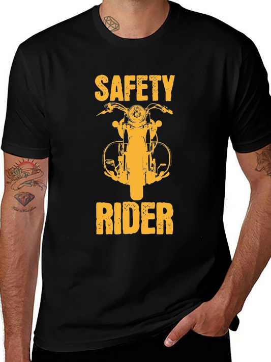 Safety Rider Motorcycle Graphic Tee - Classic Black Cotton Comfort