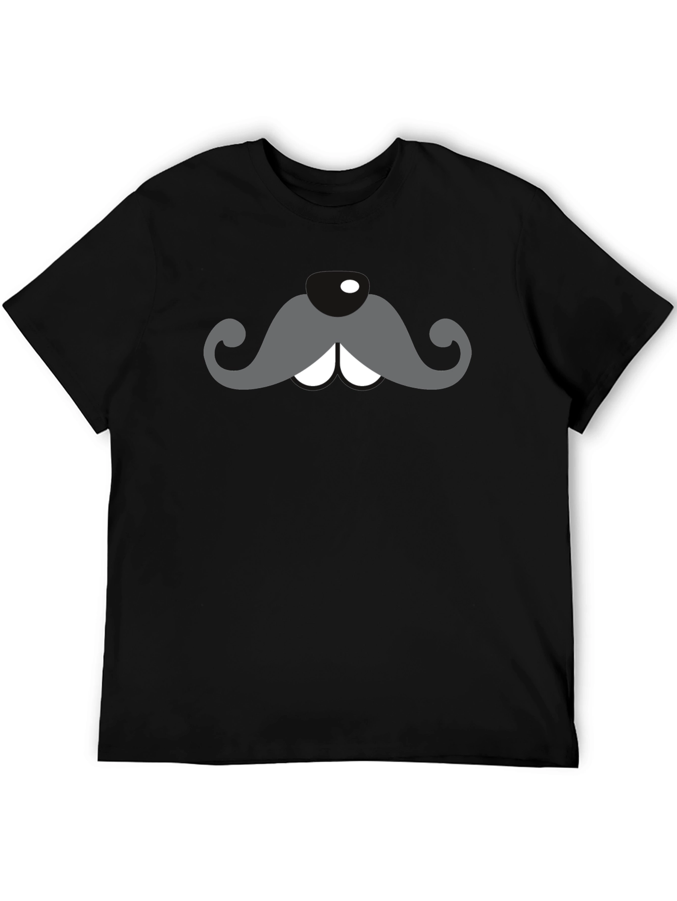 Funny Moustache Graphic T-Shirt - Black Casual Tee