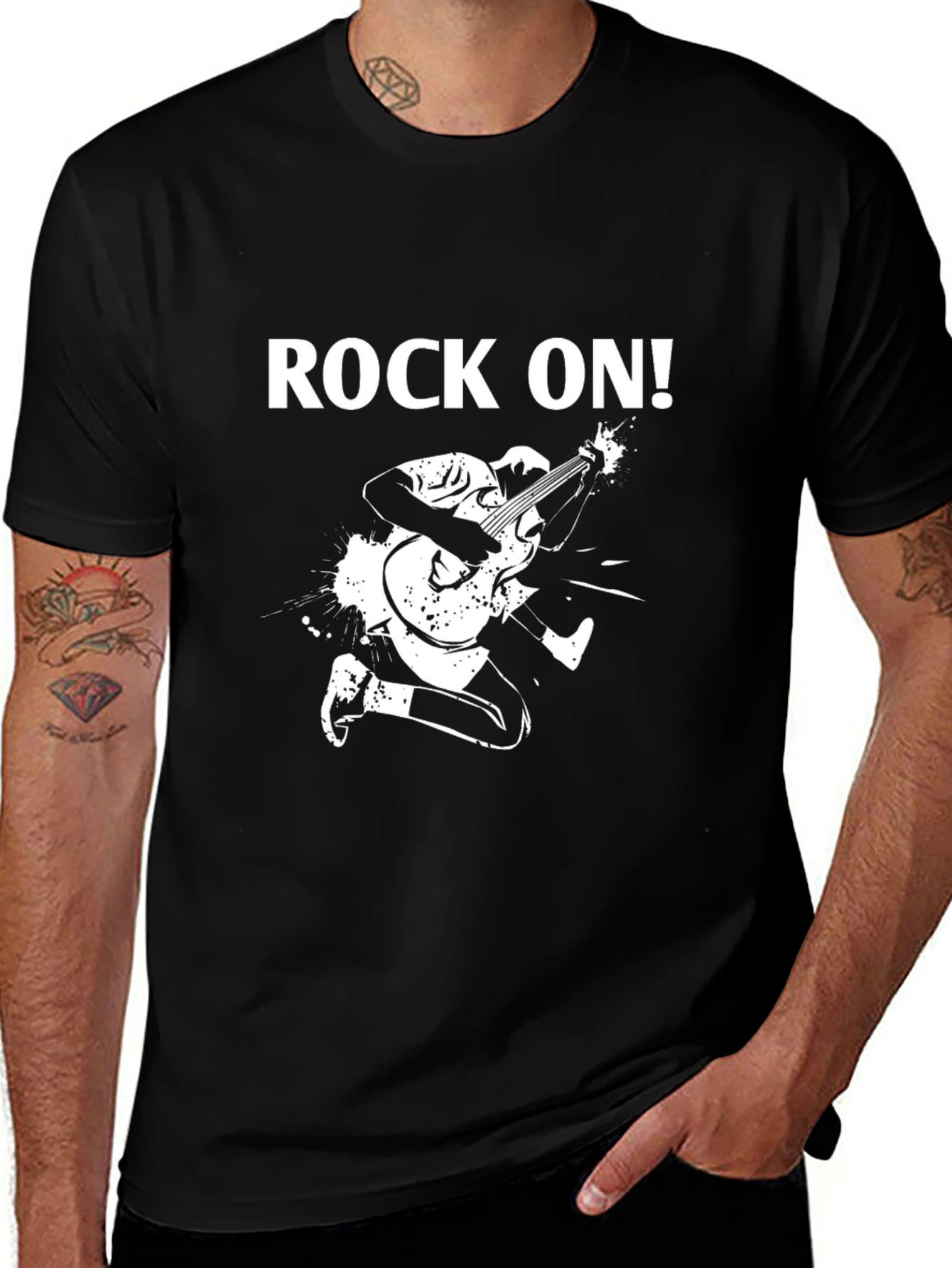 Rock On! Graphic Print Black T-Shirt