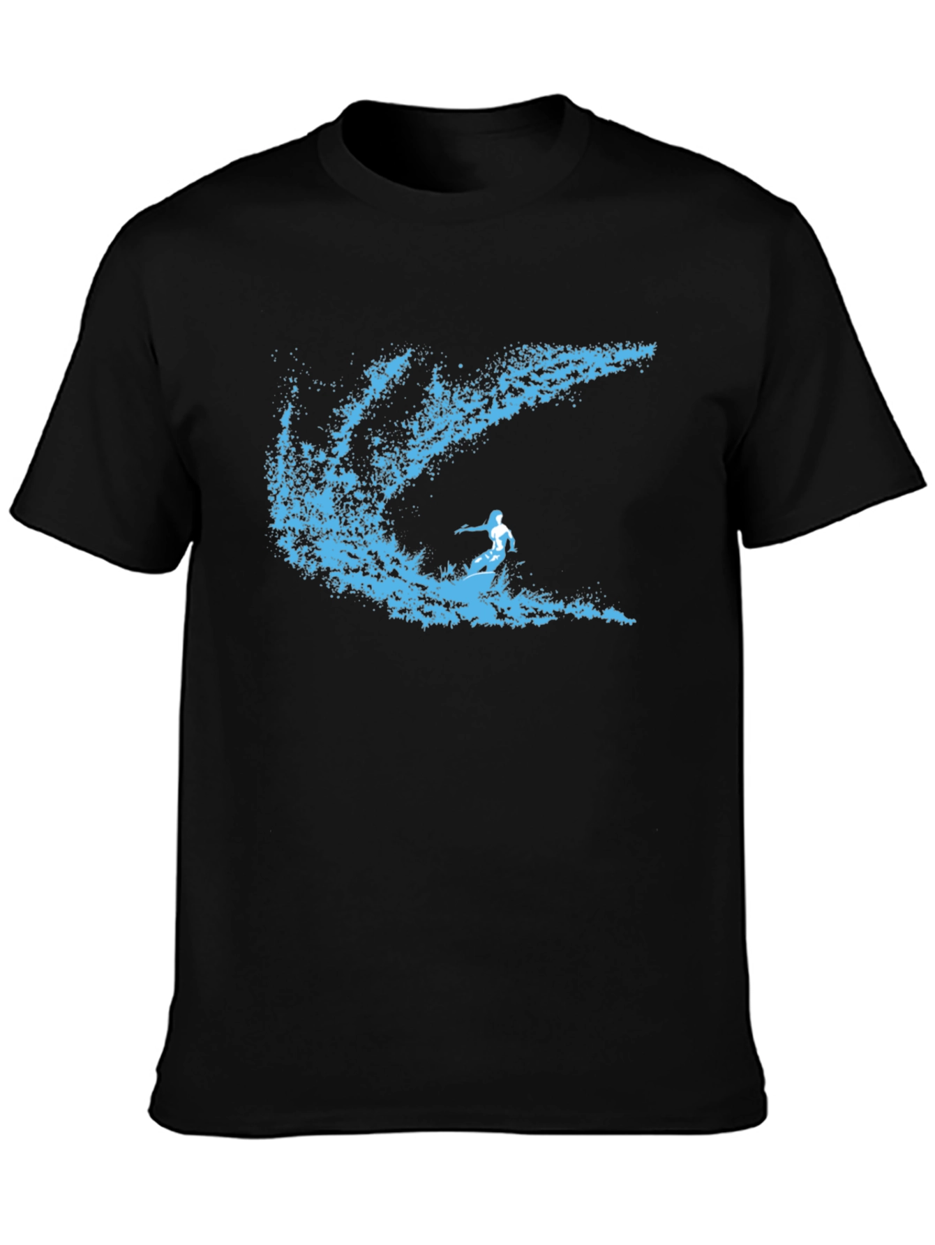 Surfer Wave Graphic T-Shirt - Stylish Black Tee