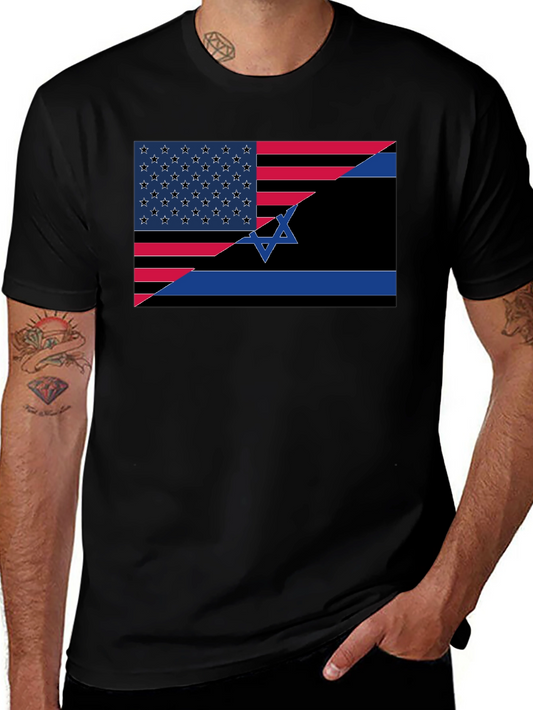 USA Israel Flag Graphic Tee - Black