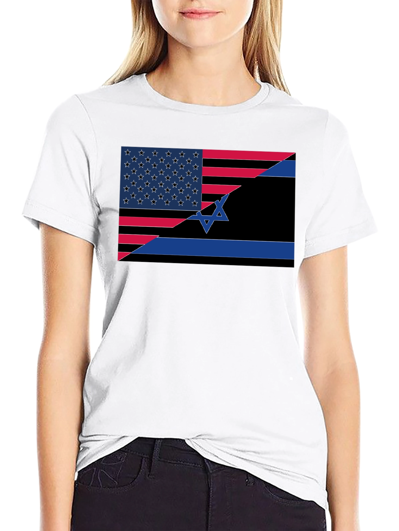 USA Israel Flag Graphic Tee - Black