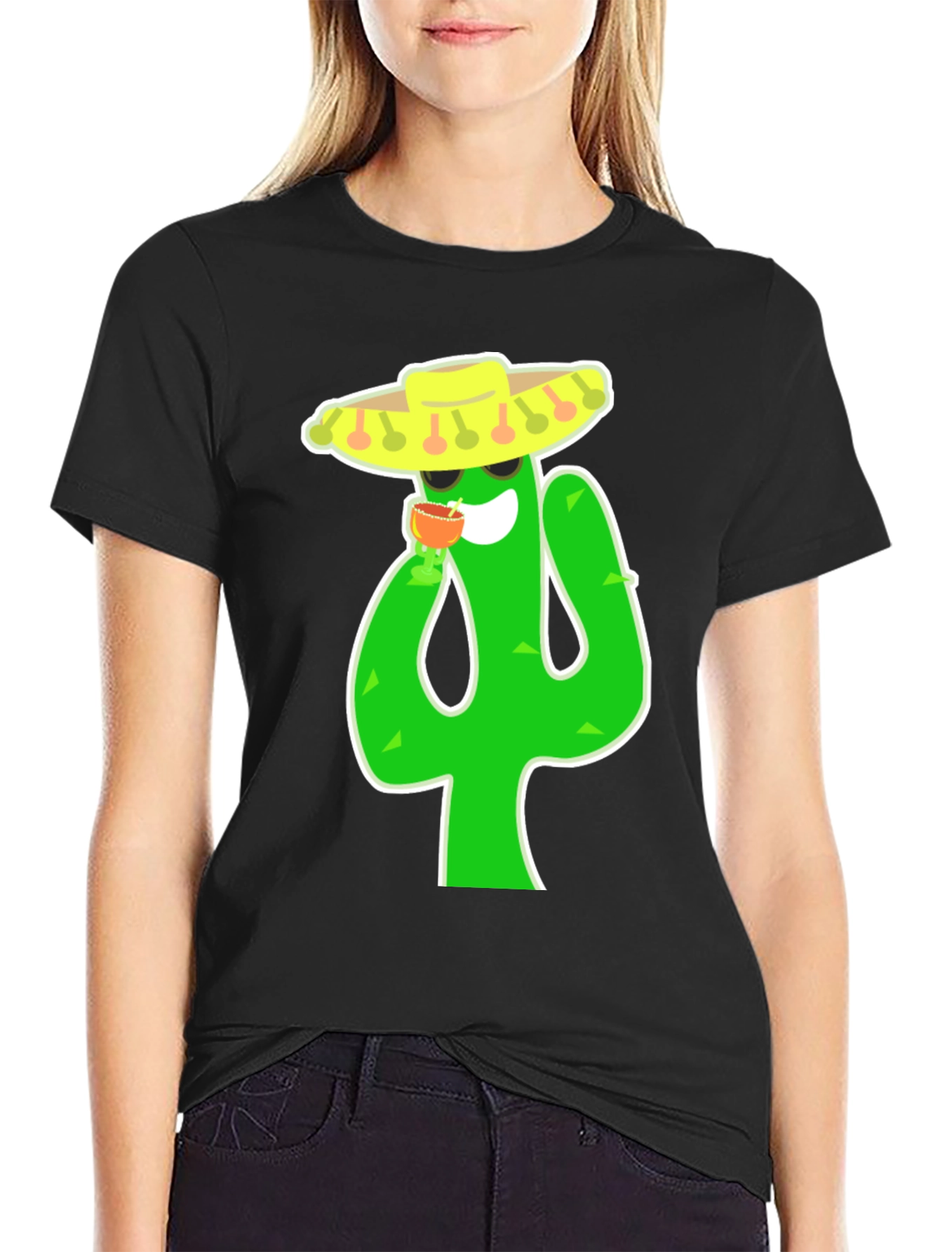 Cactus Fiesta T-Shirt - Black Cotton Tee