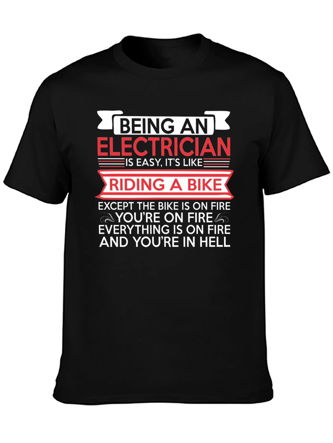 Electrician Riding Bike T-Shirt